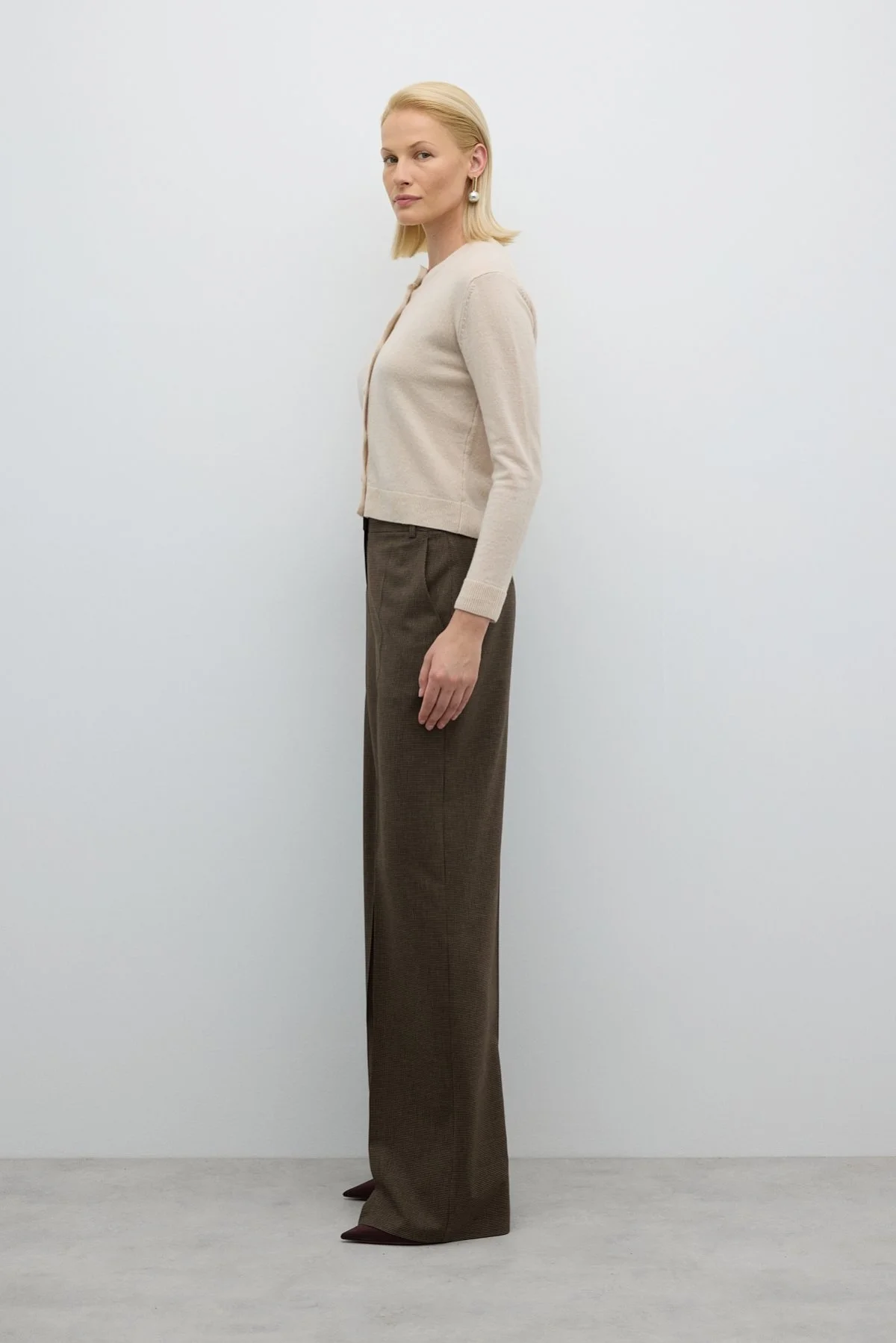 Düz Geniş Paça Pantolon Kahve - 3