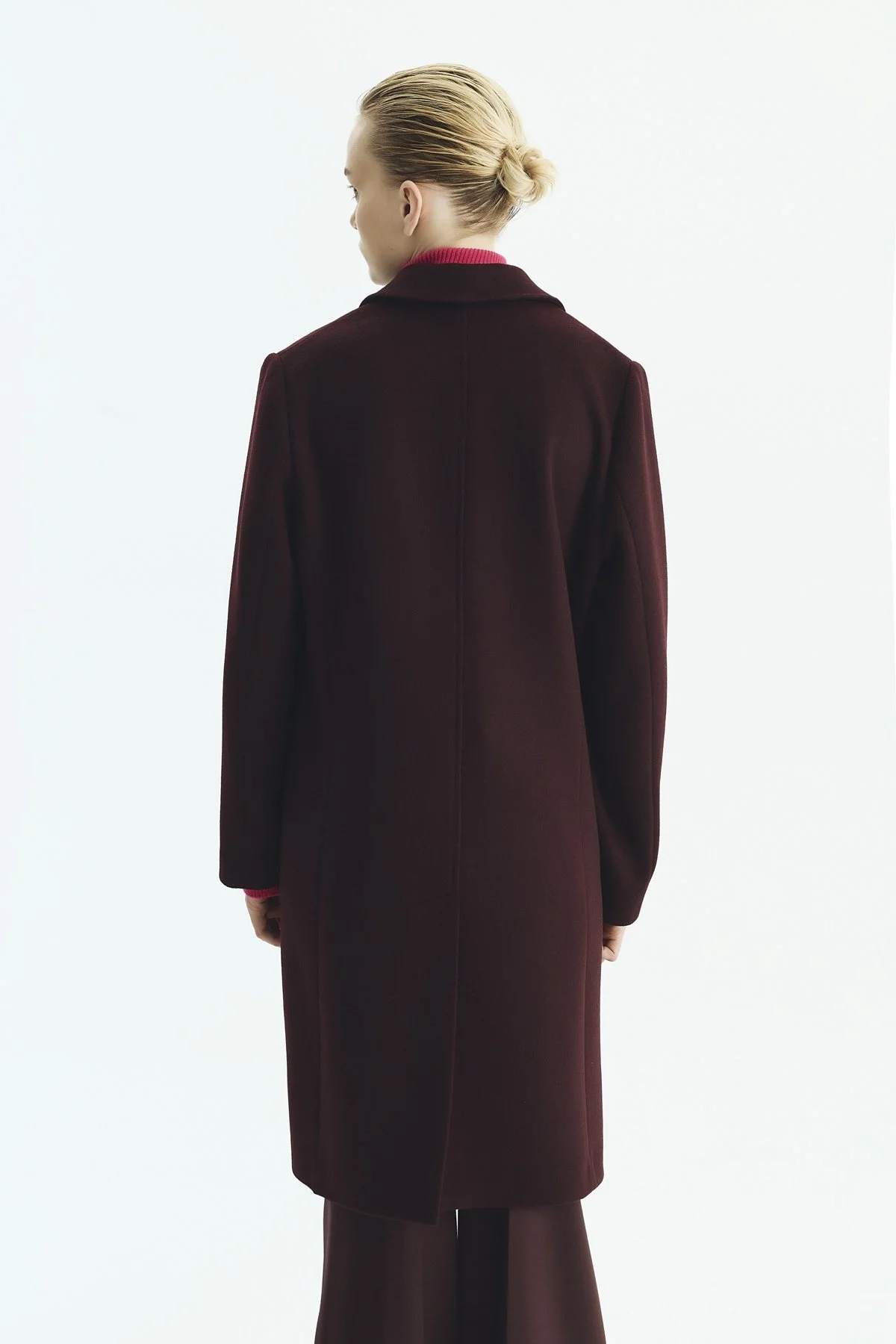 Düz Kesim Klasik Kaban Bordo - 2
