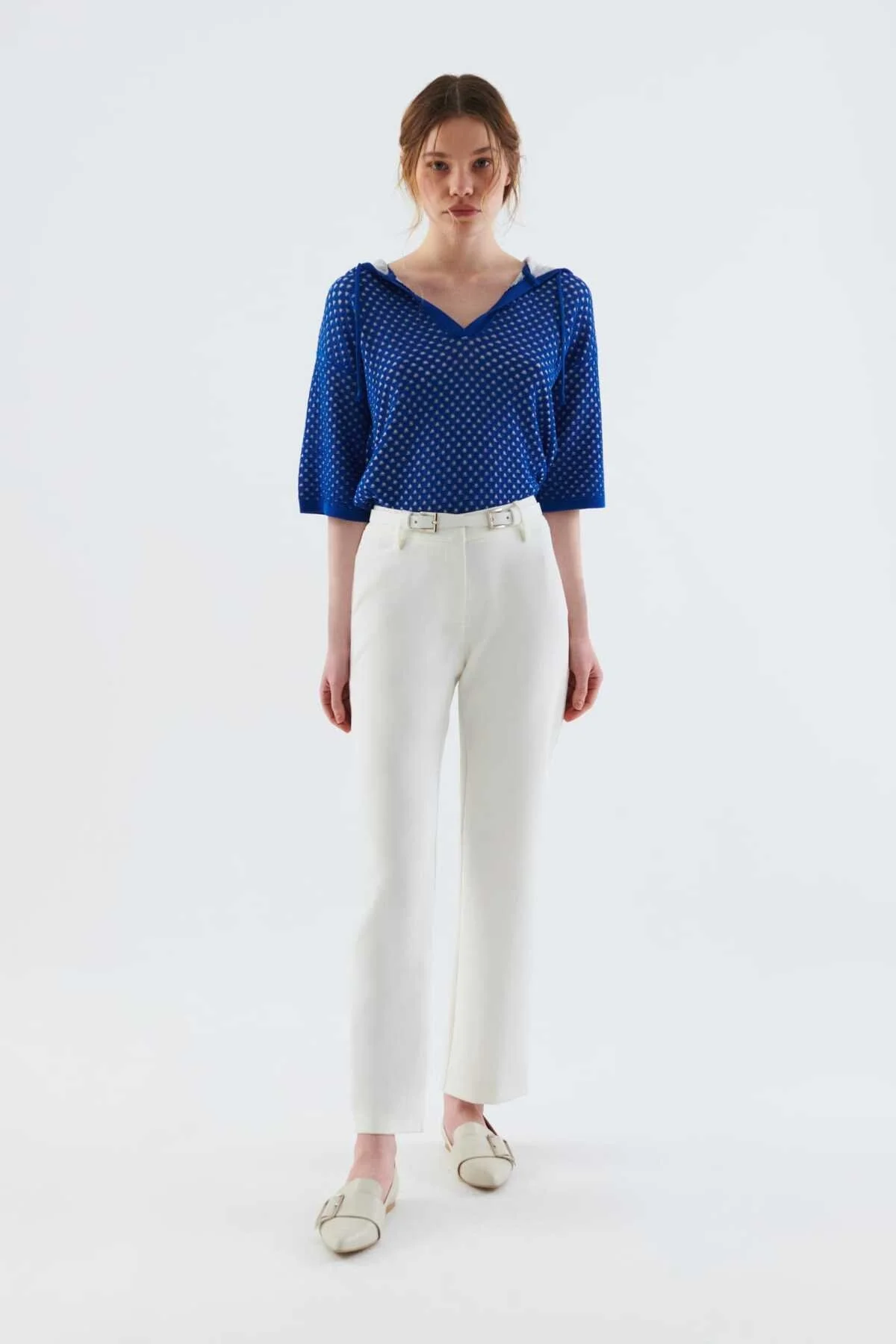 Düz Paça Kadın Pantolon Beyaz - 3