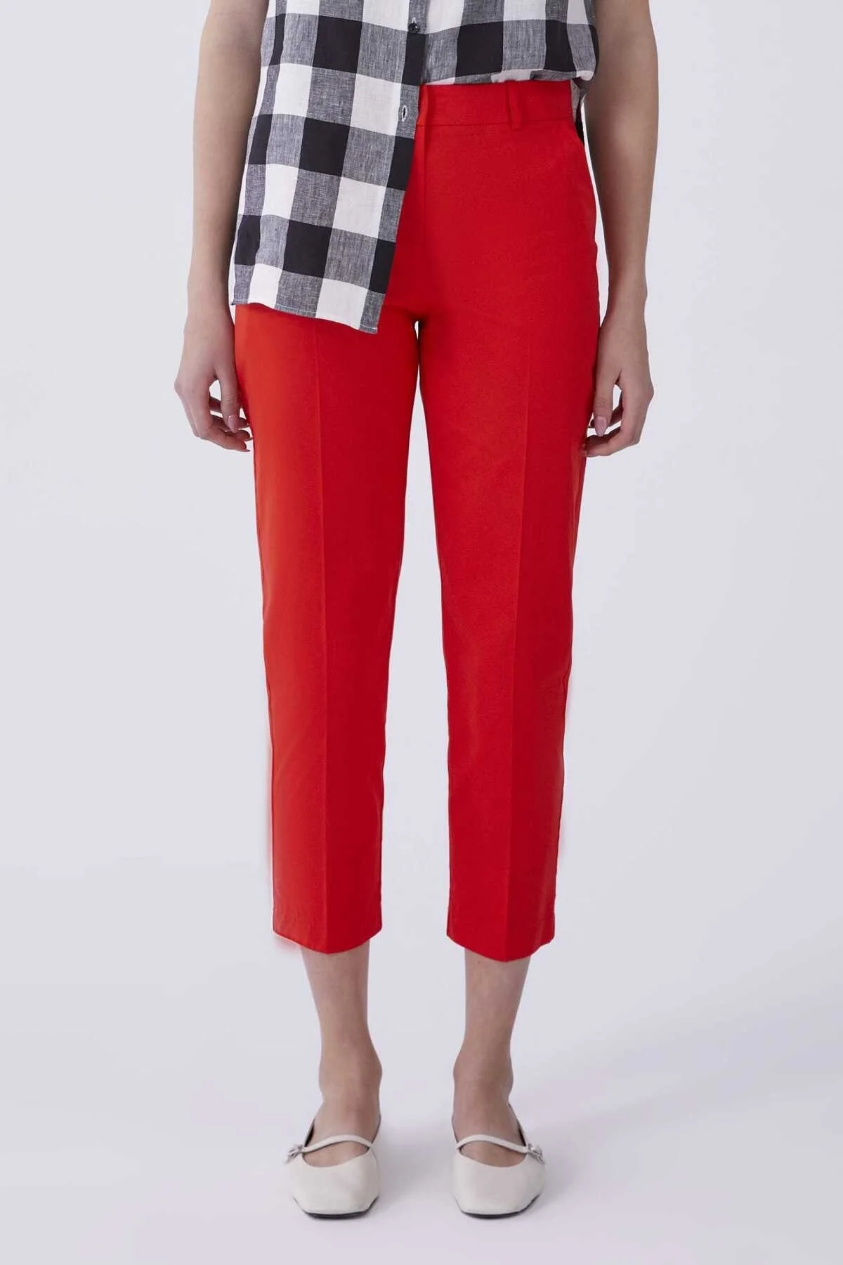 Düz Paça Kadın Pantolon Nar Çiçeği - 1