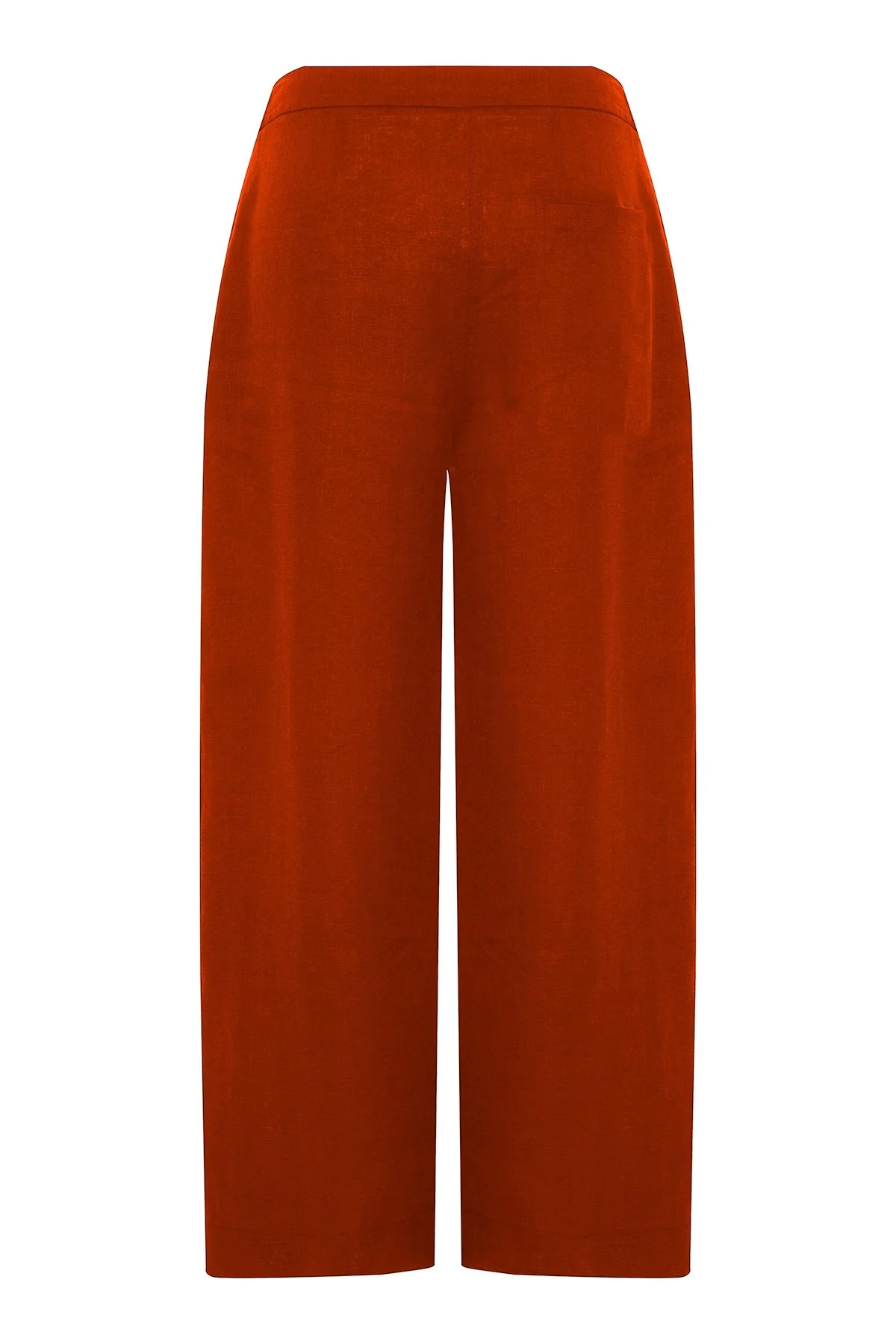Düz Paça Keten Pantolon Kırmızı - 4
