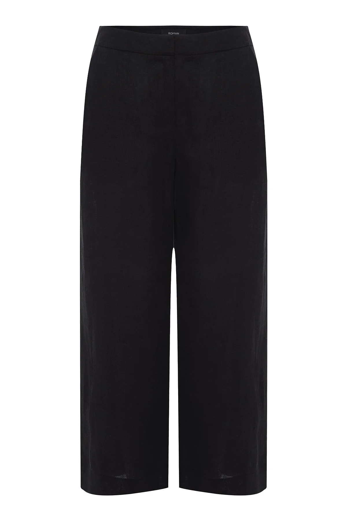 Düz Paça Keten Pantolon Siyah - 3