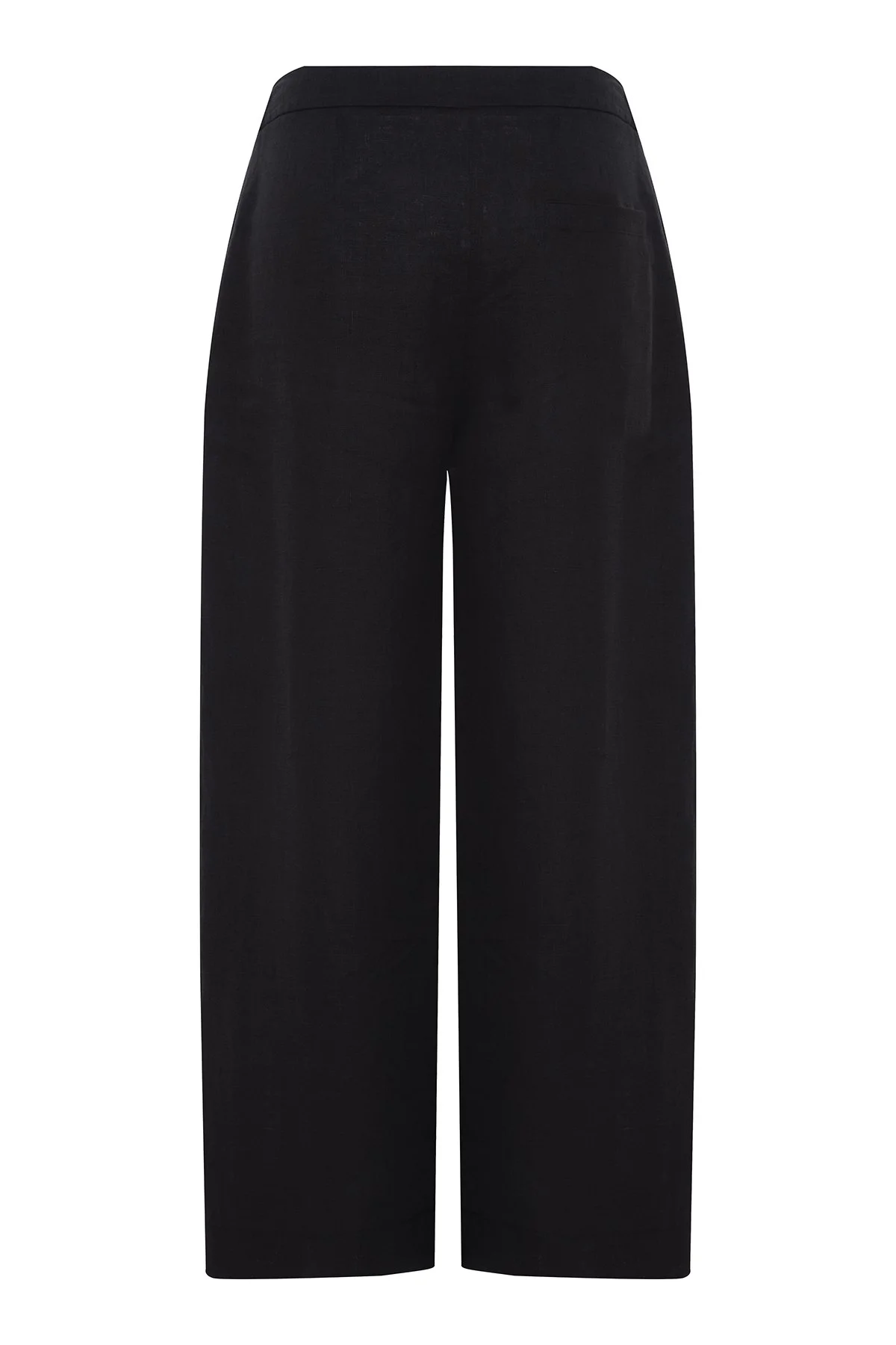 Düz Paça Keten Pantolon Siyah - 4