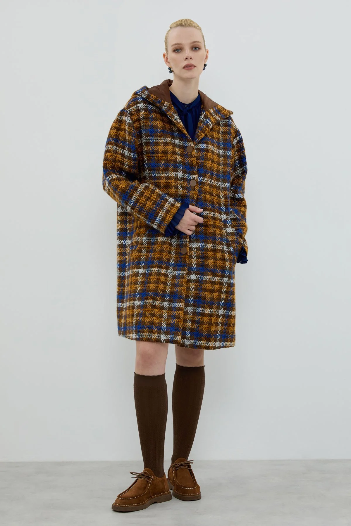 Ekose Tüvit Kapüşonlu Kaban Standart Renk - 3