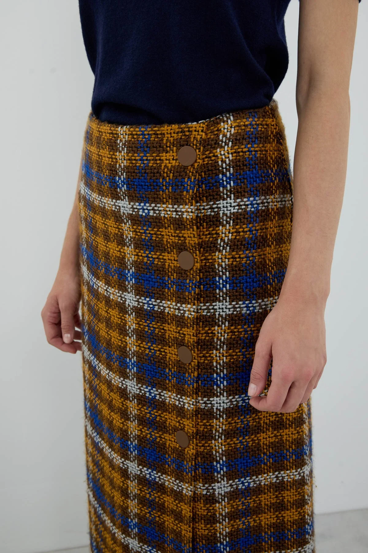 Ekose Tüvit Midi Boy Etek Standart Renk - 3