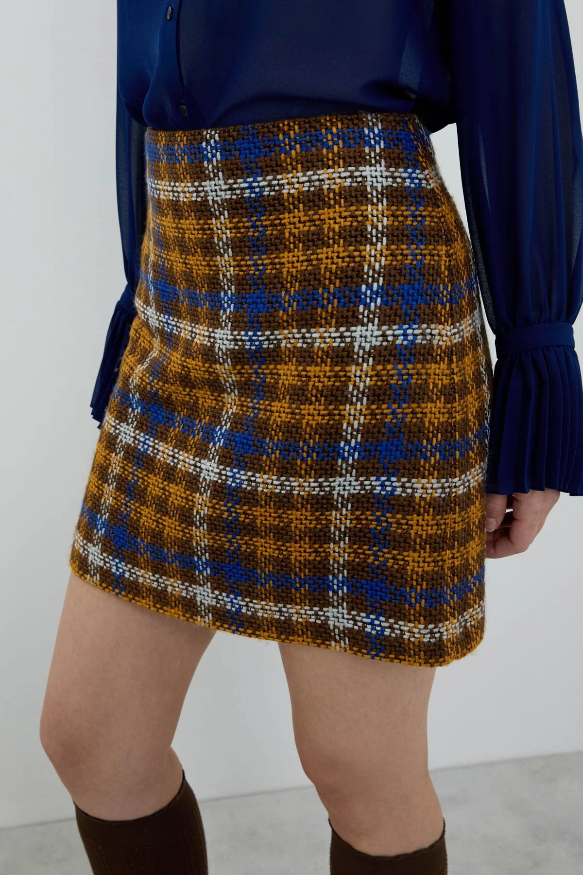 Ekose Tüvit Mini Etek Standart Renk - 3