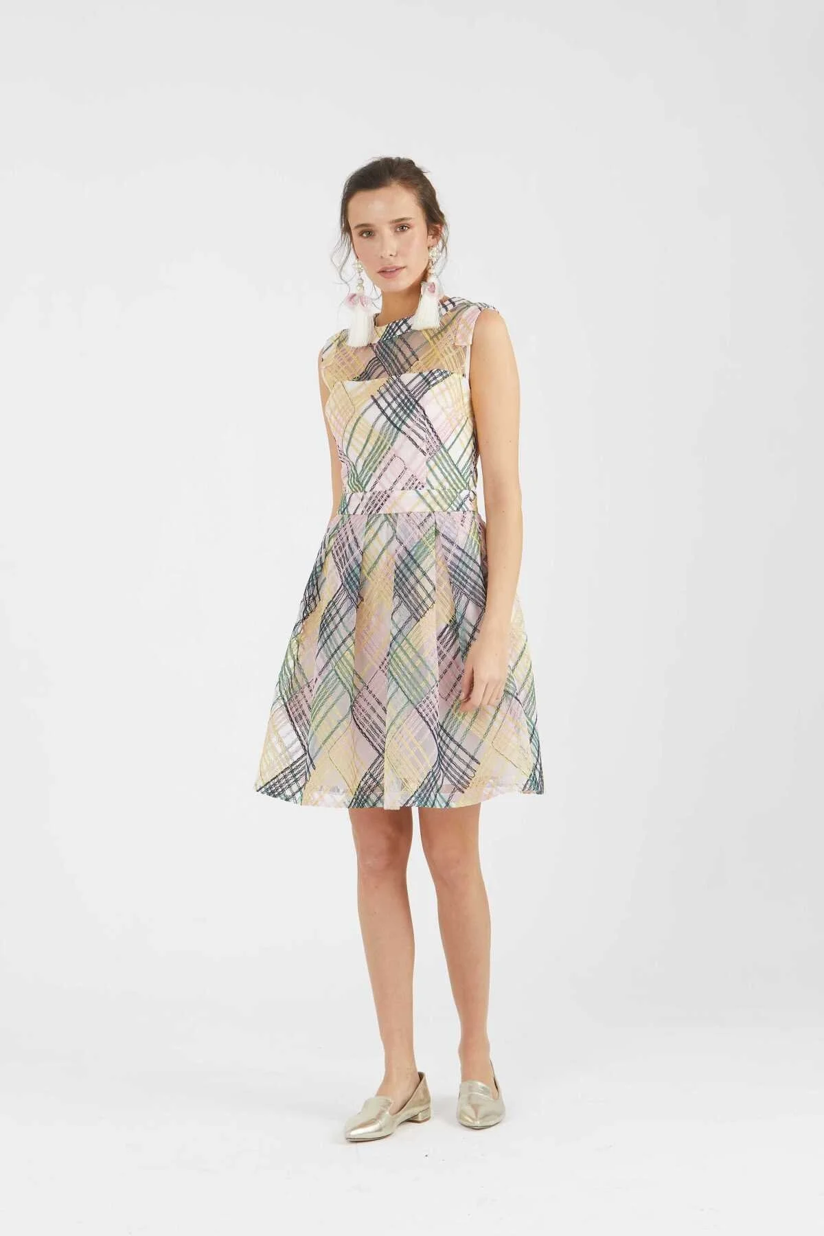 Ekoseli Günlük Elbise Standart Renk - 1