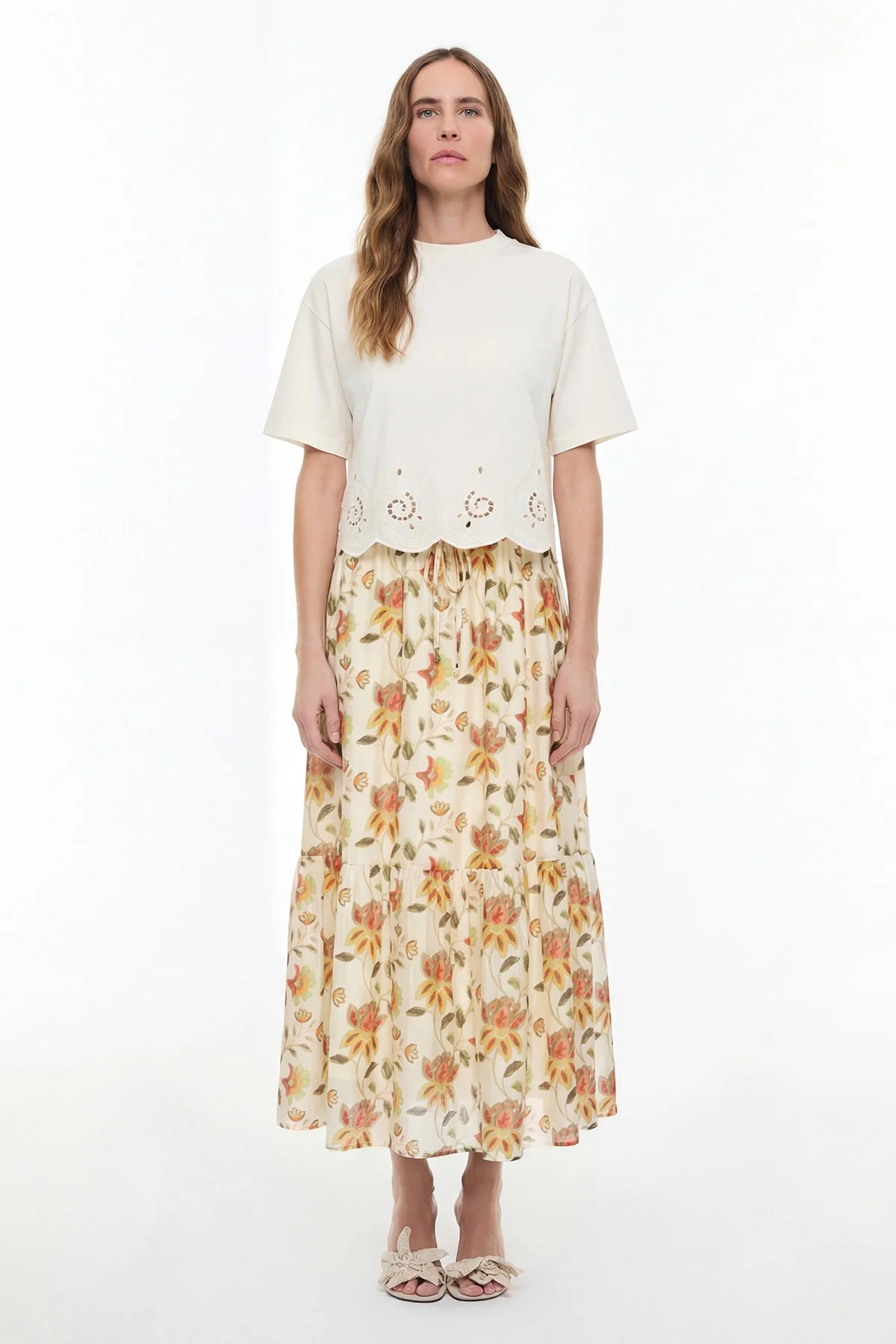 Nakışlı T-shirt Ekru - 3