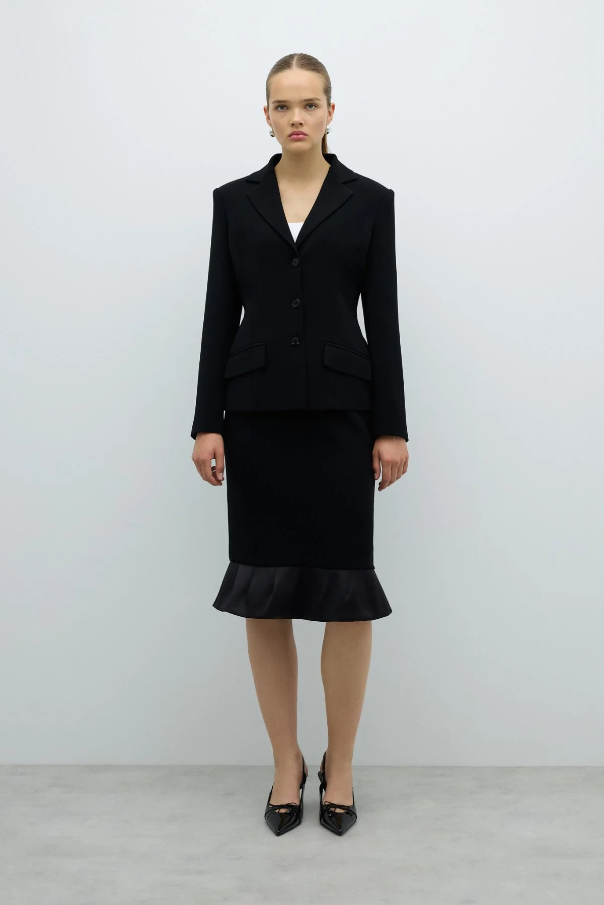 Erkek Yaka Düğmeli Ceket Siyah - 3