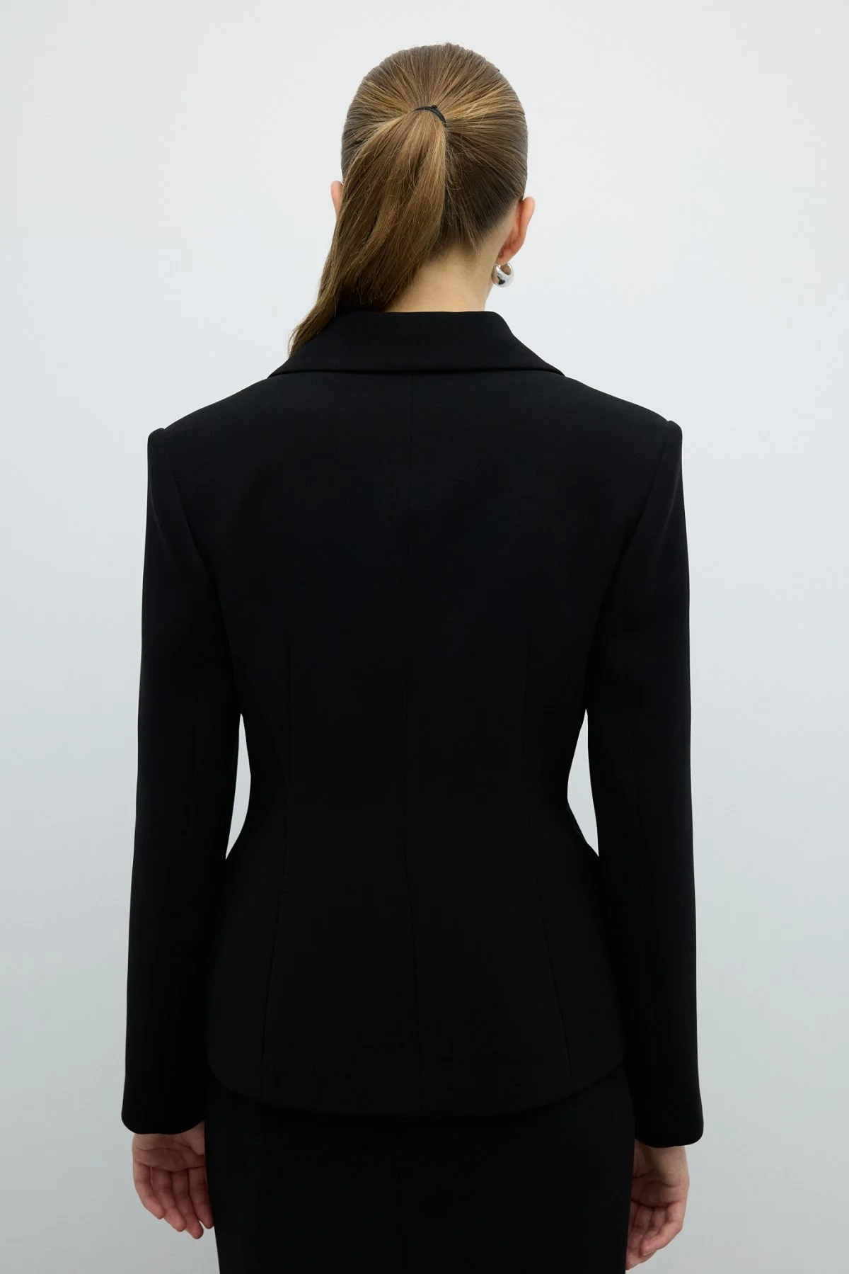 Erkek Yaka Düğmeli Ceket Siyah - 2