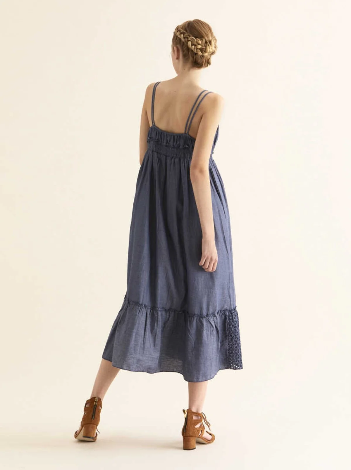 Etek Ucu Detaylı Indigo Günlük Elbise İndigo - 2