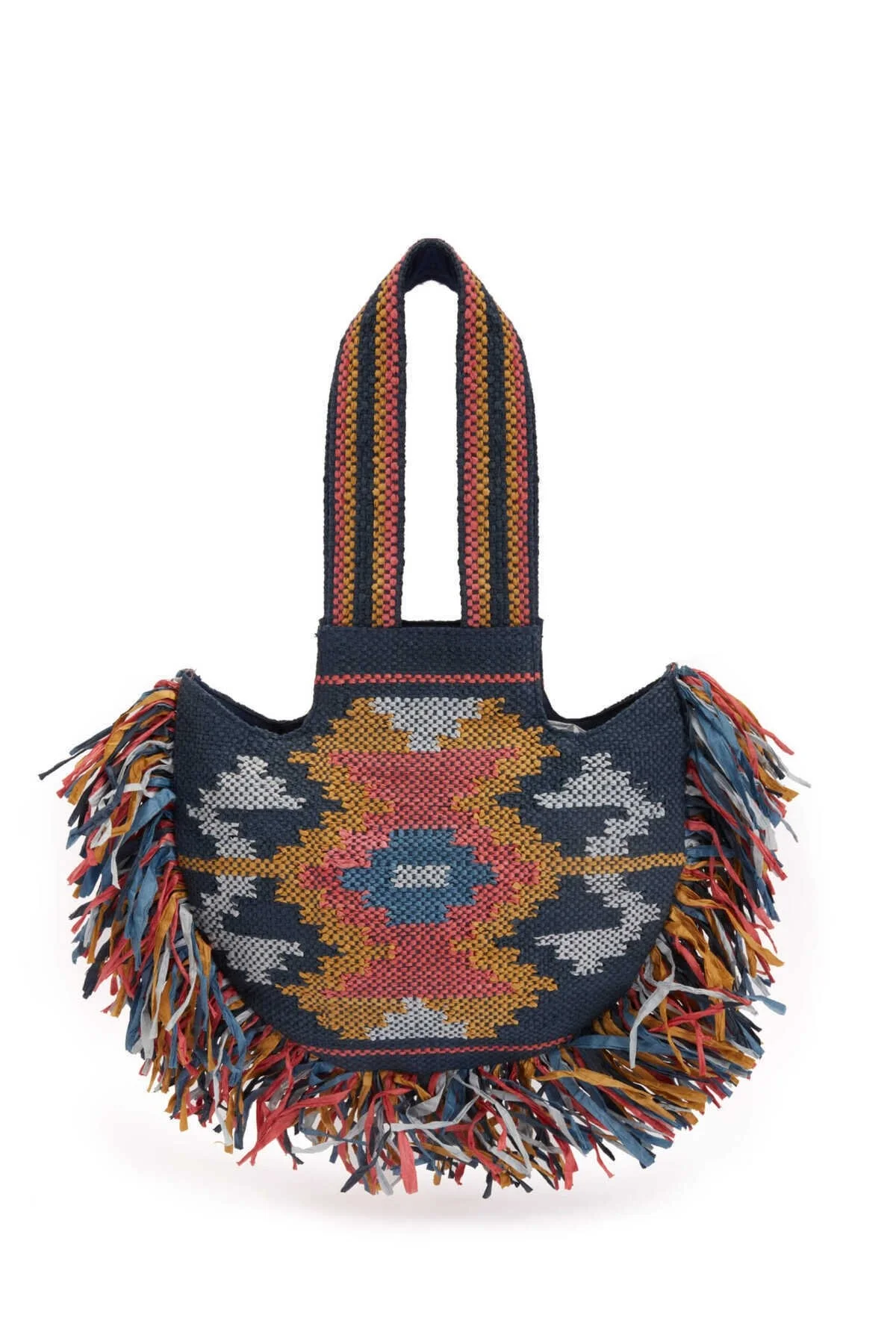 Etnik Desen Püsküllü Çanta Standart Renk - 1