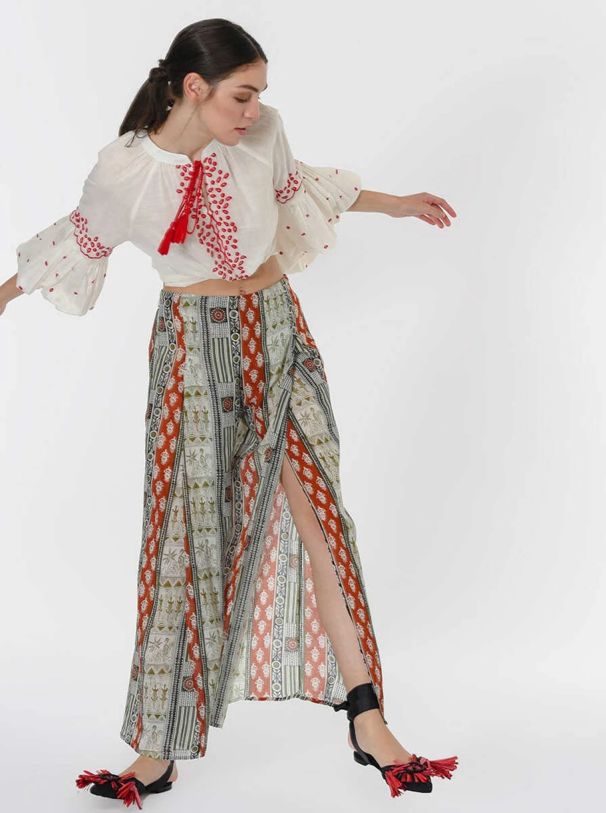 Etnik Desenli Renkli Pantolon Standart Renk - 5