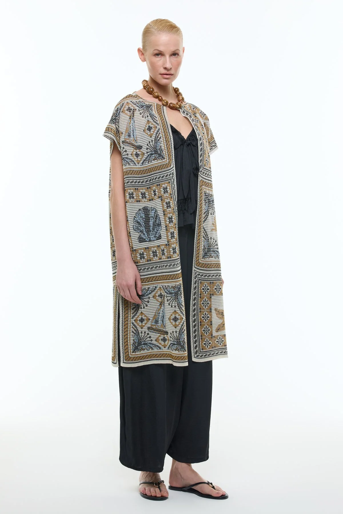 Etnik Desenli Triko Kimono Standart Renk - 3