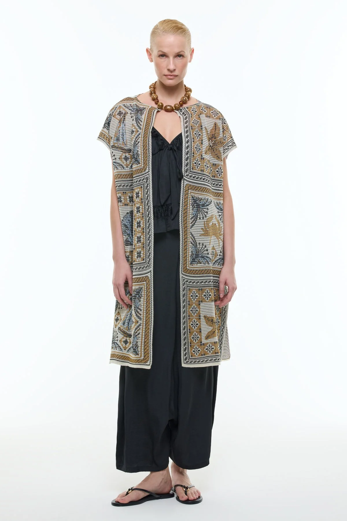 Etnik Desenli Triko Kimono Standart Renk - 1