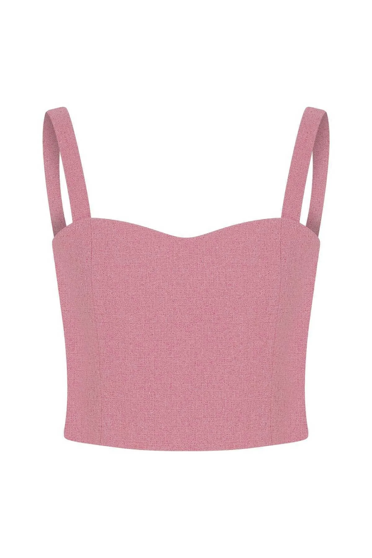 Fermuar Detaylı Askılı Bluz Pembe - 4