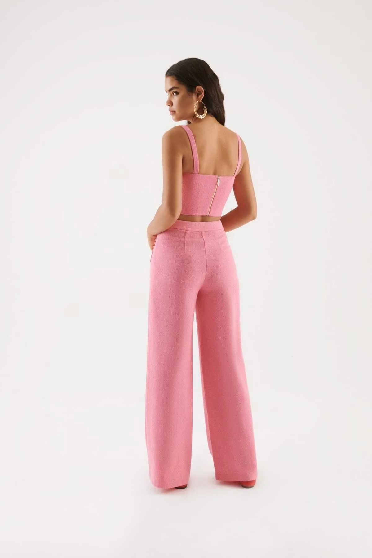 Fermuar Detaylı Askılı Bluz Pembe - 2