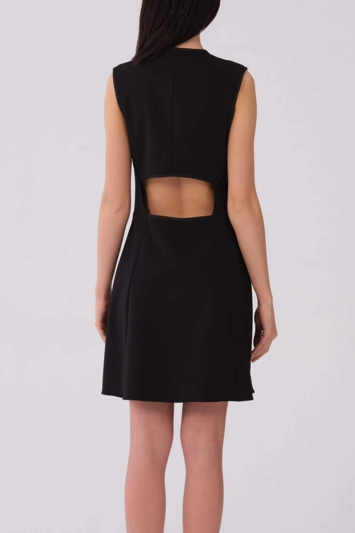 Fermuar Detaylı V Yaka Mini Elbise Siyah - 2