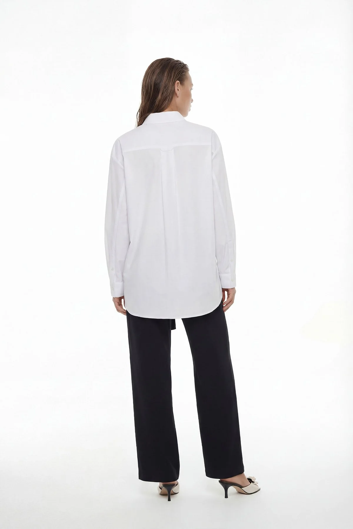 Fermuar ve Cep Detaylı Boyfriend Gömlek Beyaz - 2