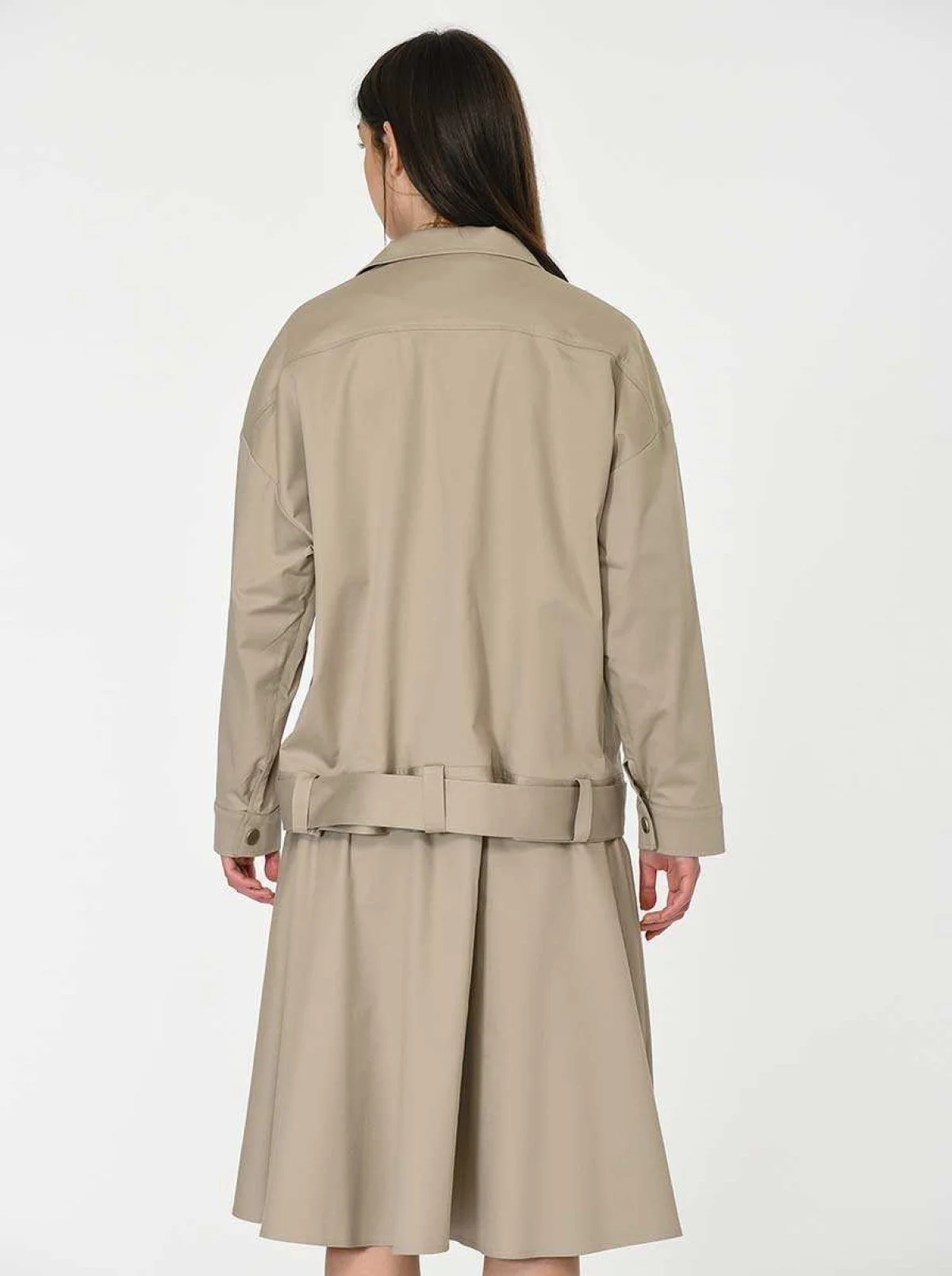 Fermuar Ve Kemerli Rengi Ceket Taş - 2