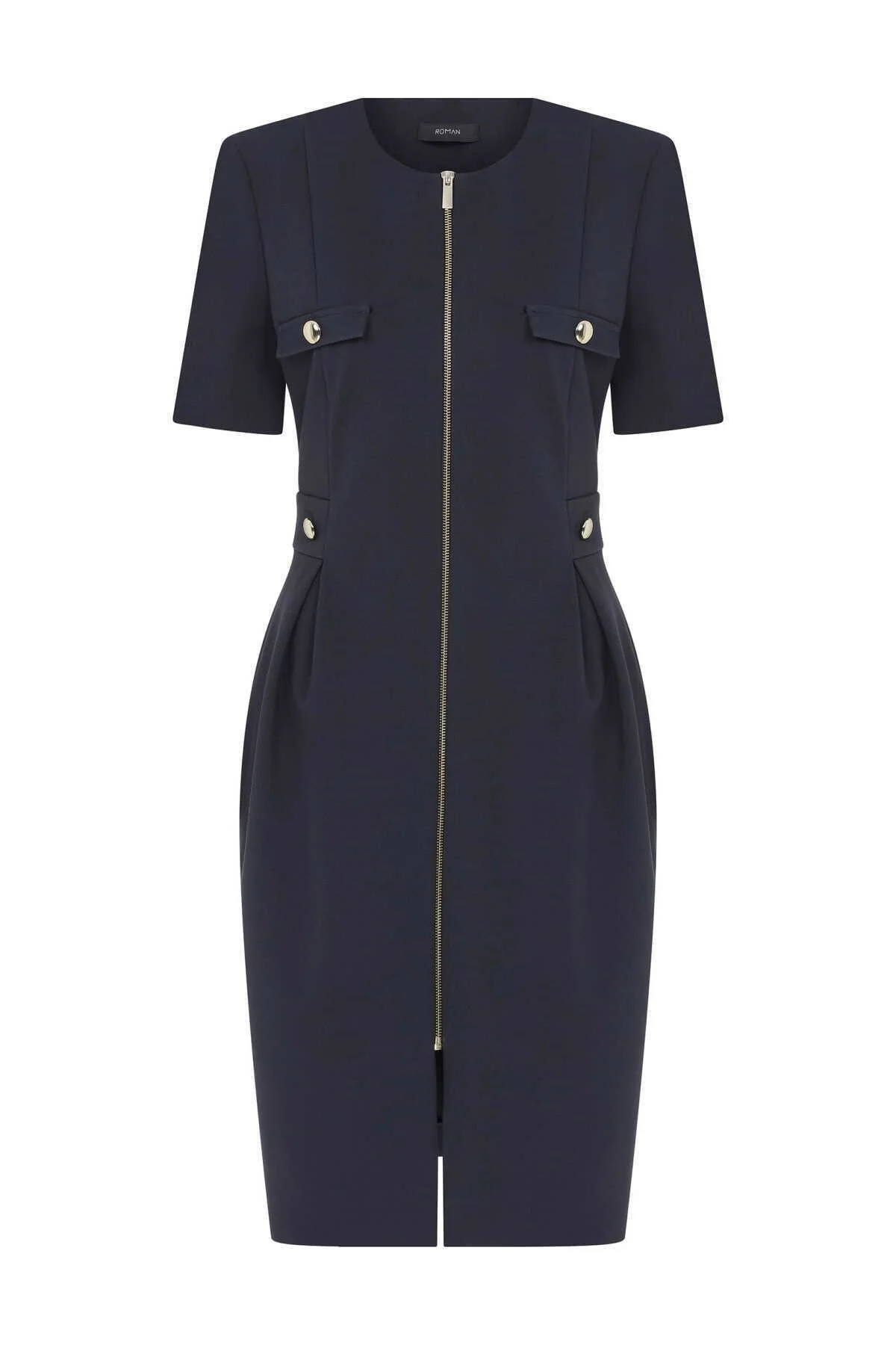  Fermuarlı Abiye Elbise Lacivert - 4