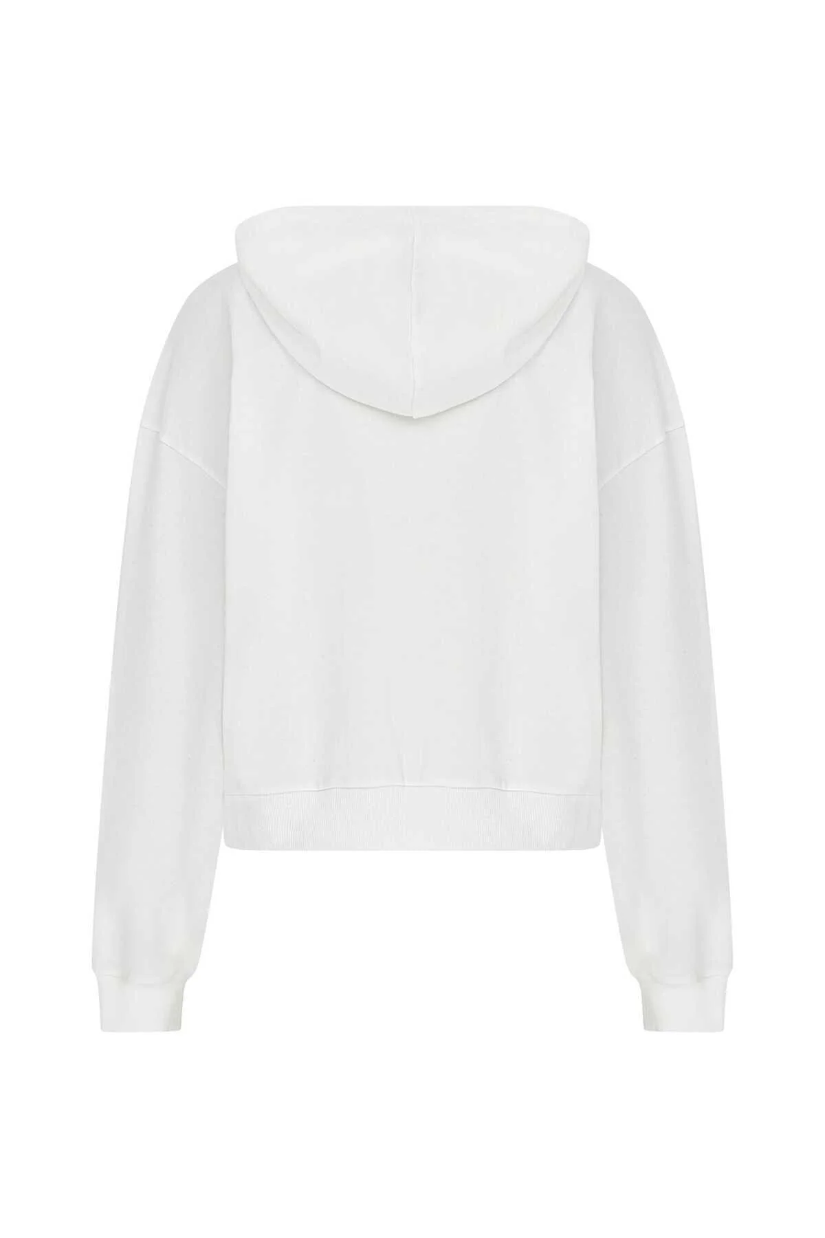  Fermuarlı Desenli Sweatshirt Ekru - 5