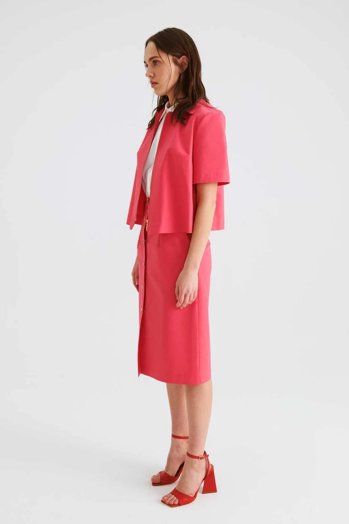 Fermuarlı Kadın Ceket Pembe - 3