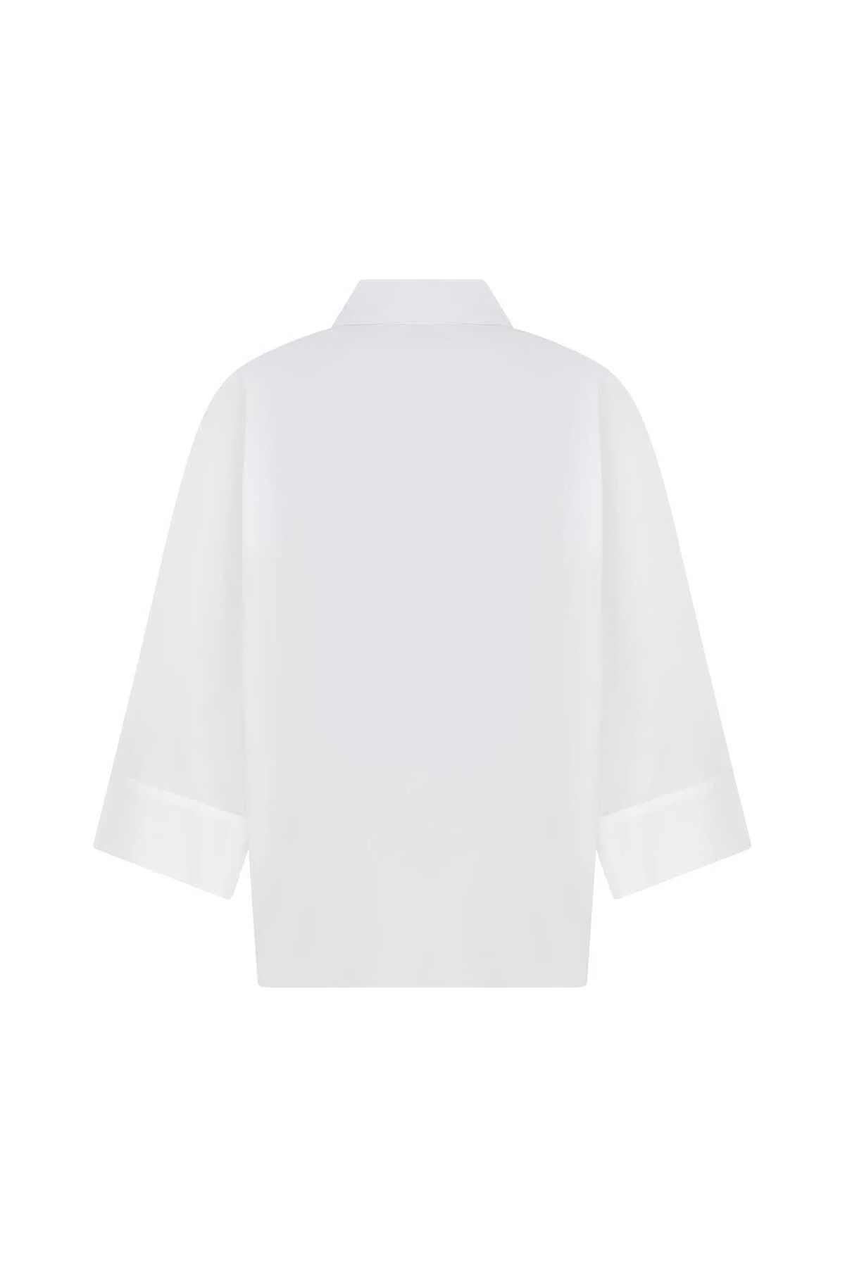 Fermuarlı Kadın Gömlek Beyaz - 5