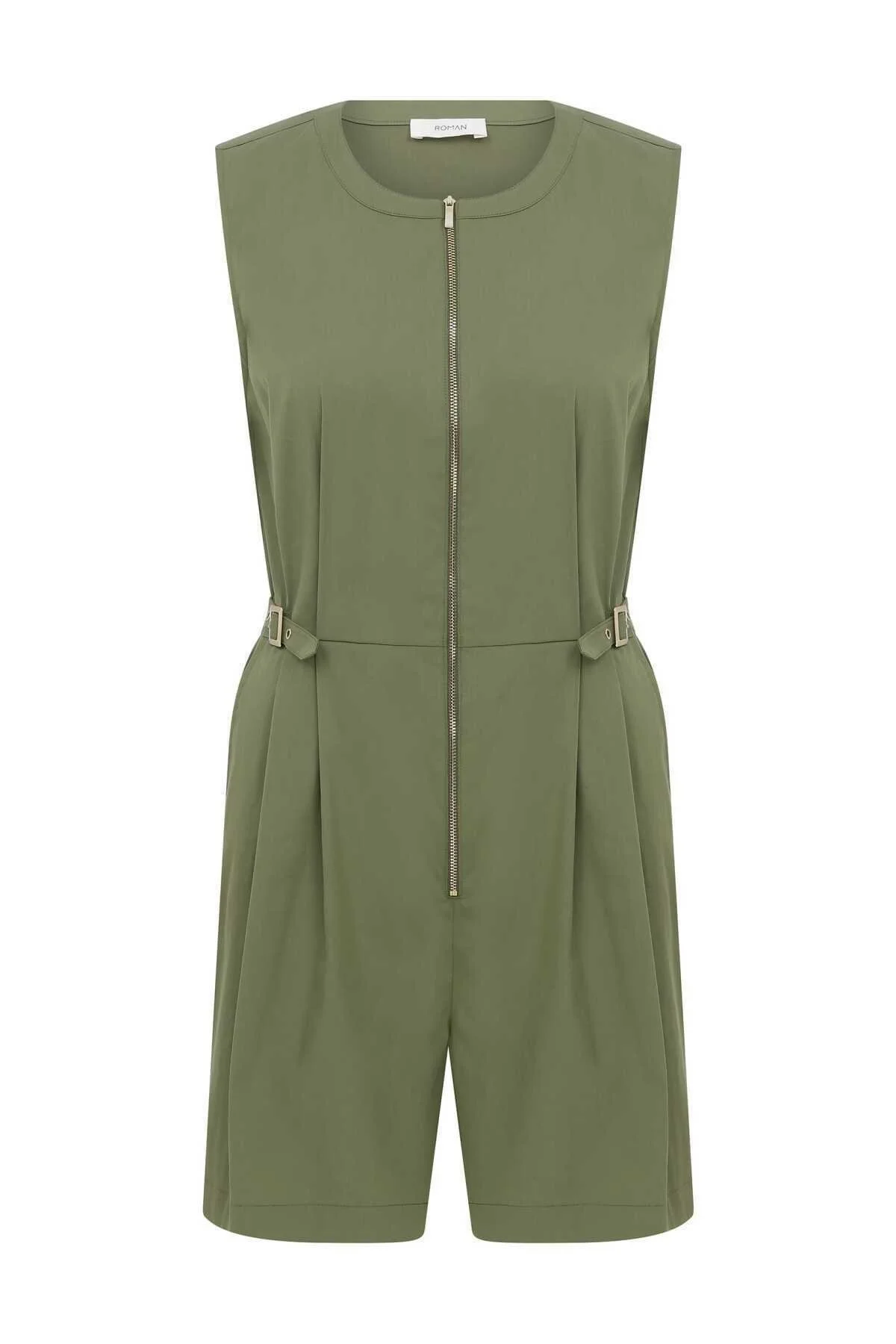 Fermuarlı Kadın Tulum Haki - 4