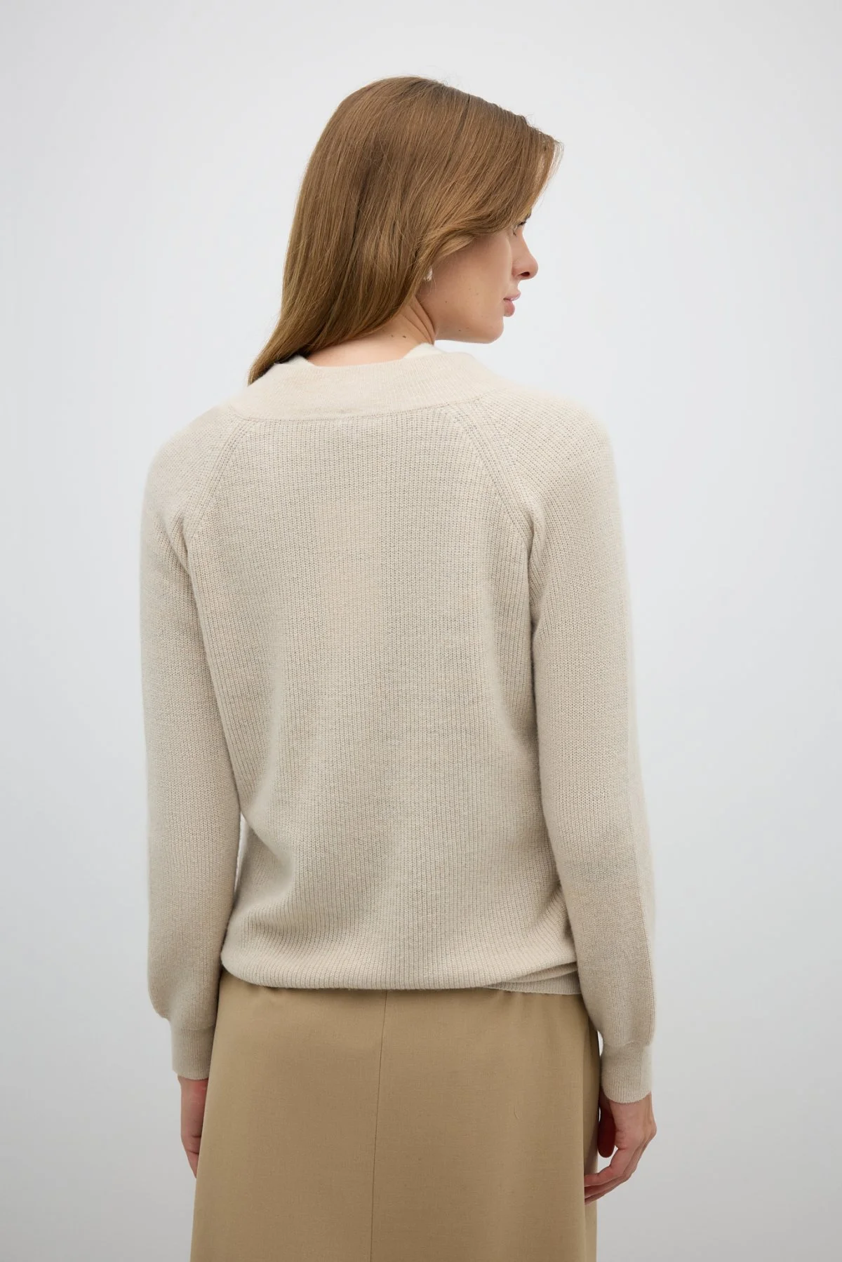 Fermuarlı Triko Hırka Bej - 2