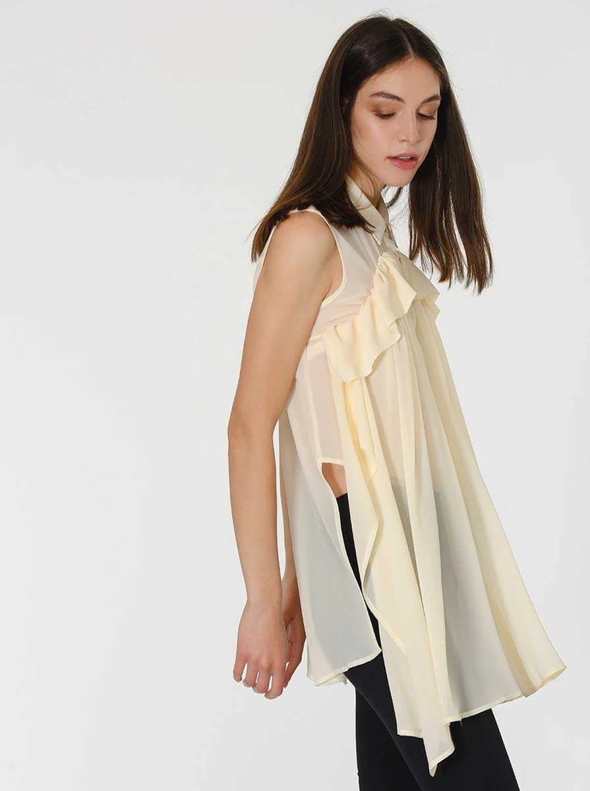 Fırfırlı Bluz Kemik - 3