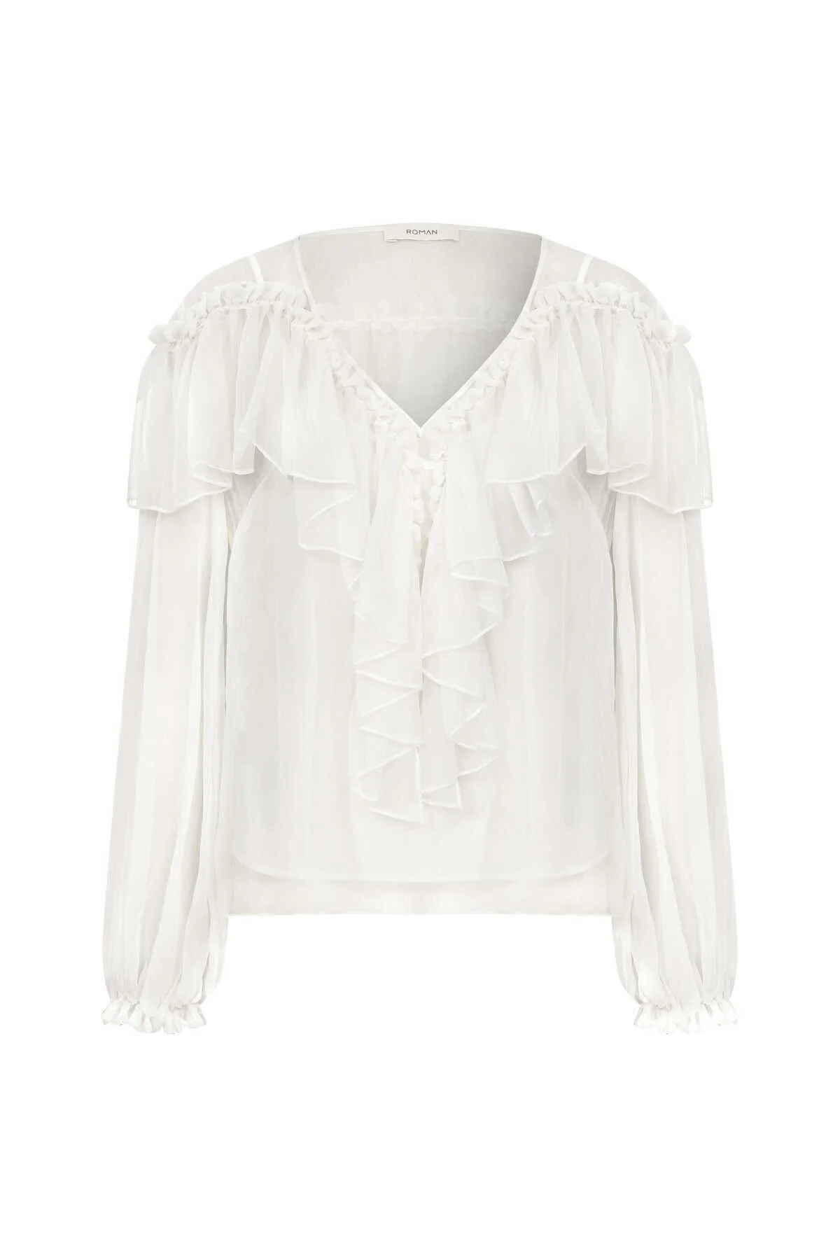 Fırfırlı Bluz Krem - 4