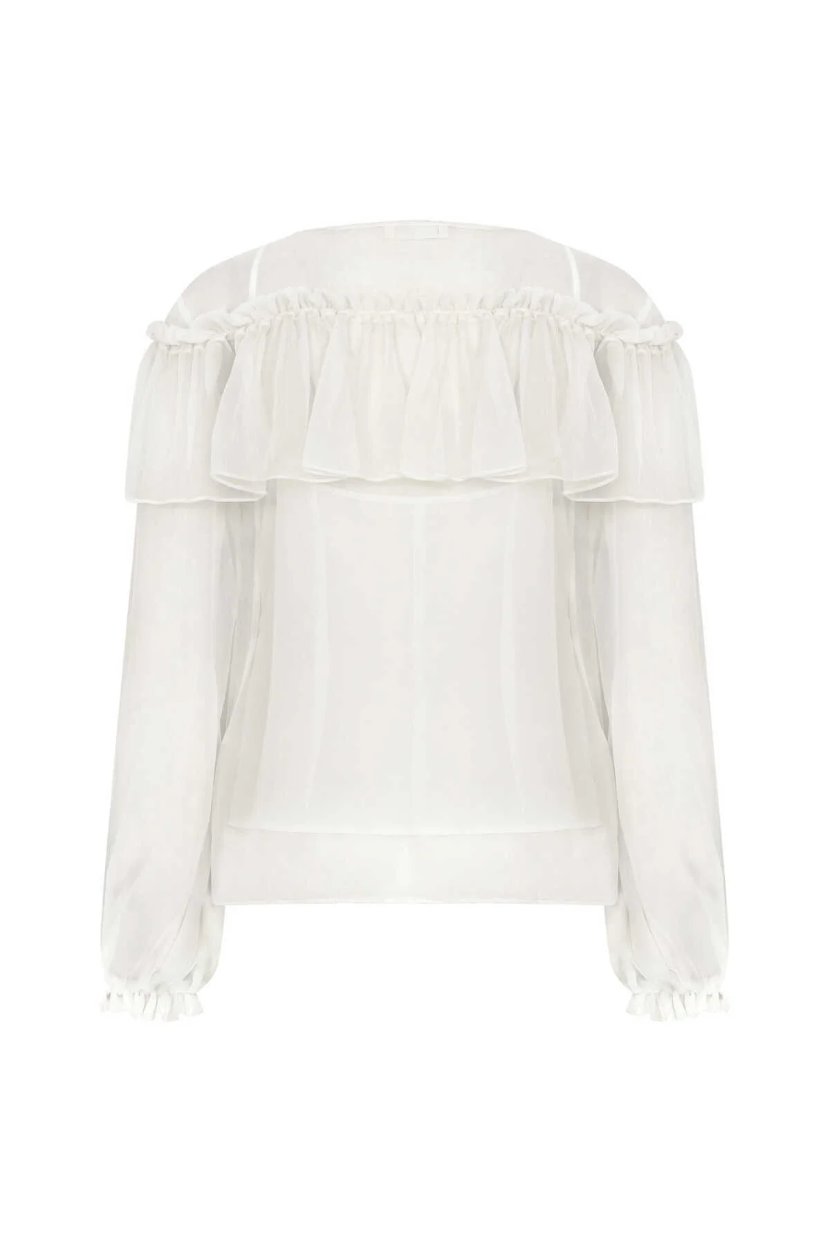 Fırfırlı Bluz Krem - 5