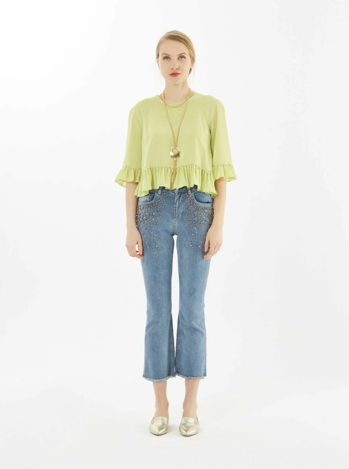 Fırfırlı Bluz Yeşil - 3