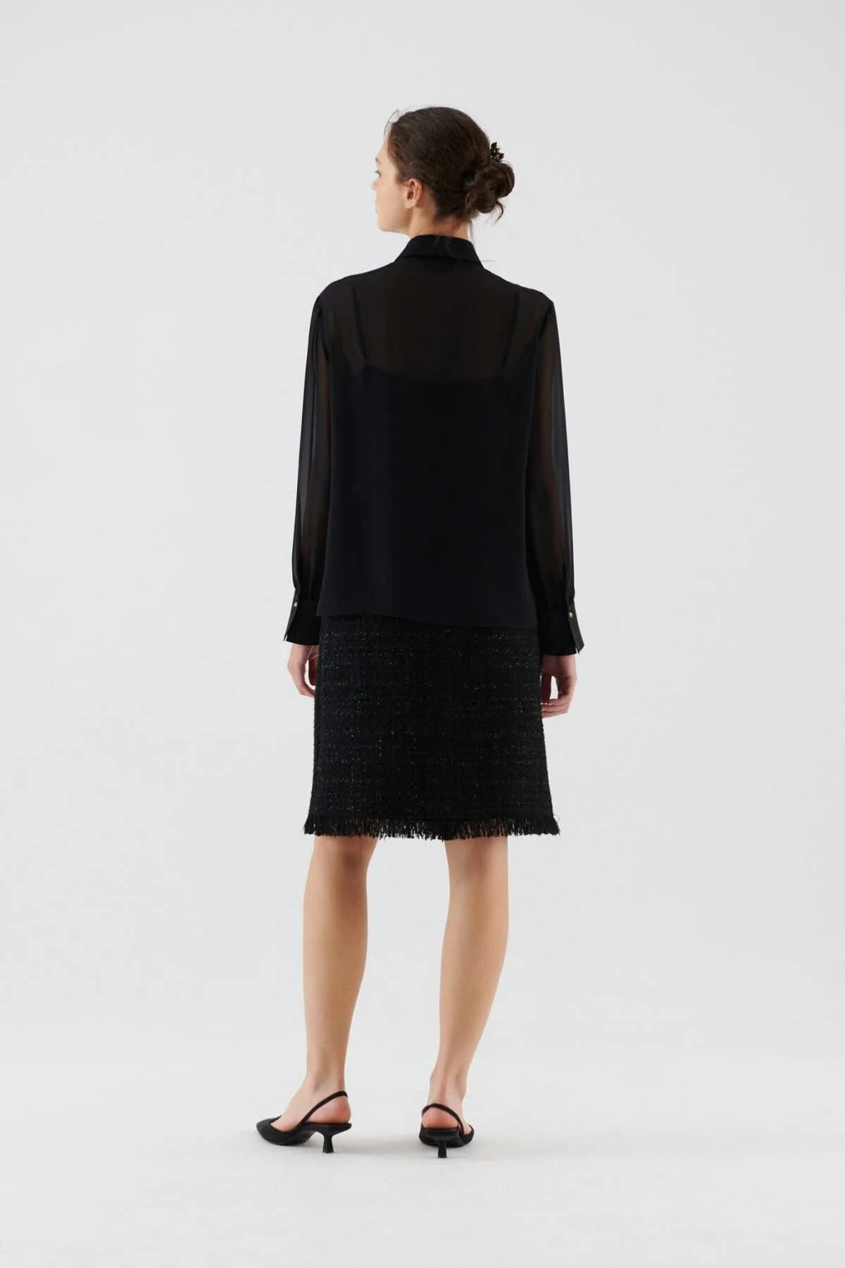  Fırfırlı Kadın Gömlek Siyah - 2