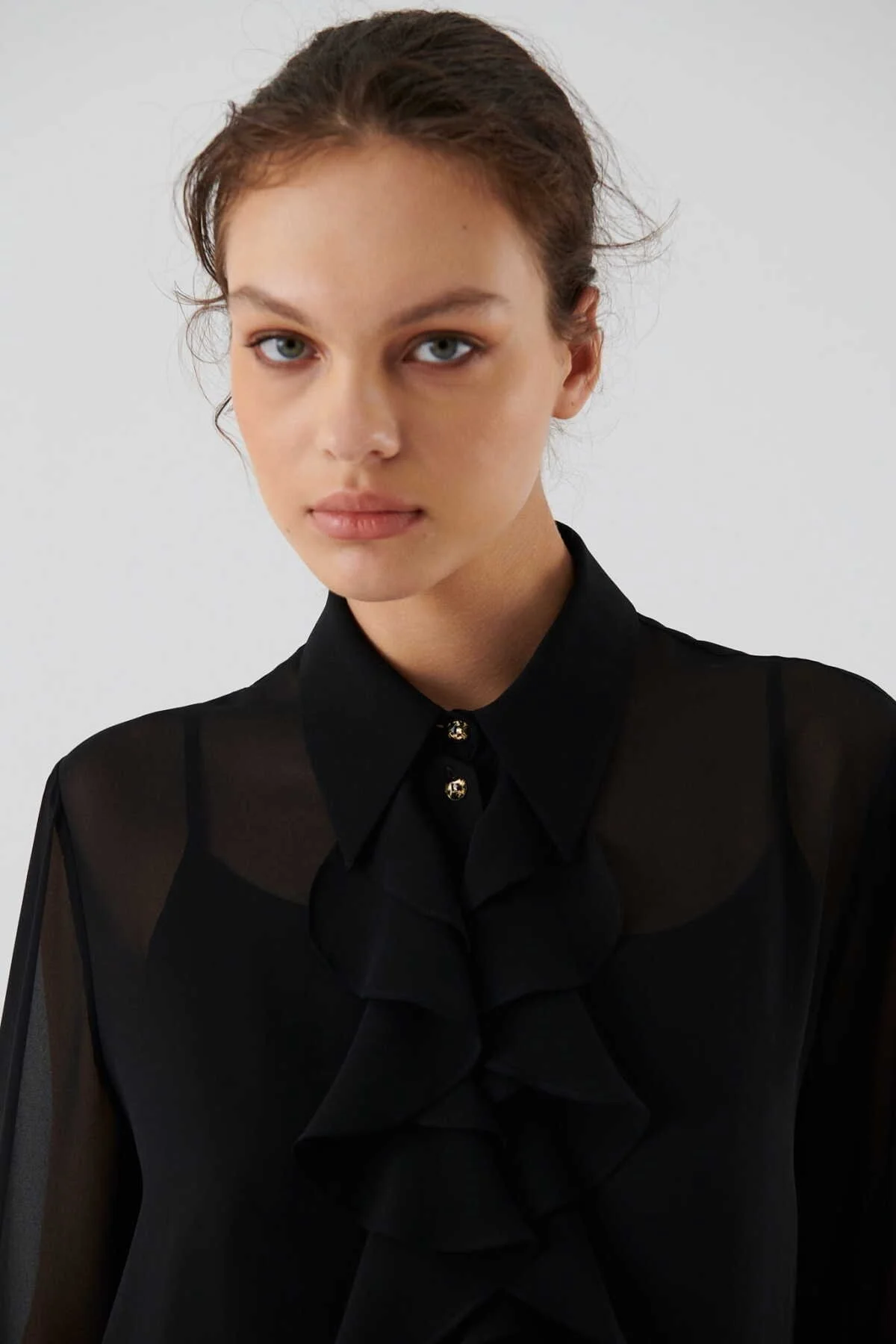  Fırfırlı Kadın Gömlek Siyah - 3