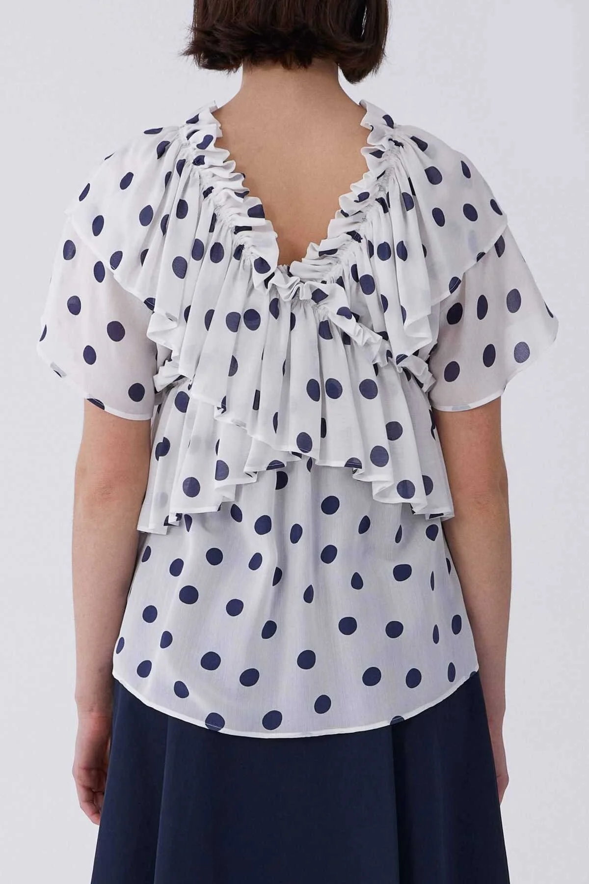 Fırfırlı Siyah Puantiyeli Bluz Standart Renk - 2