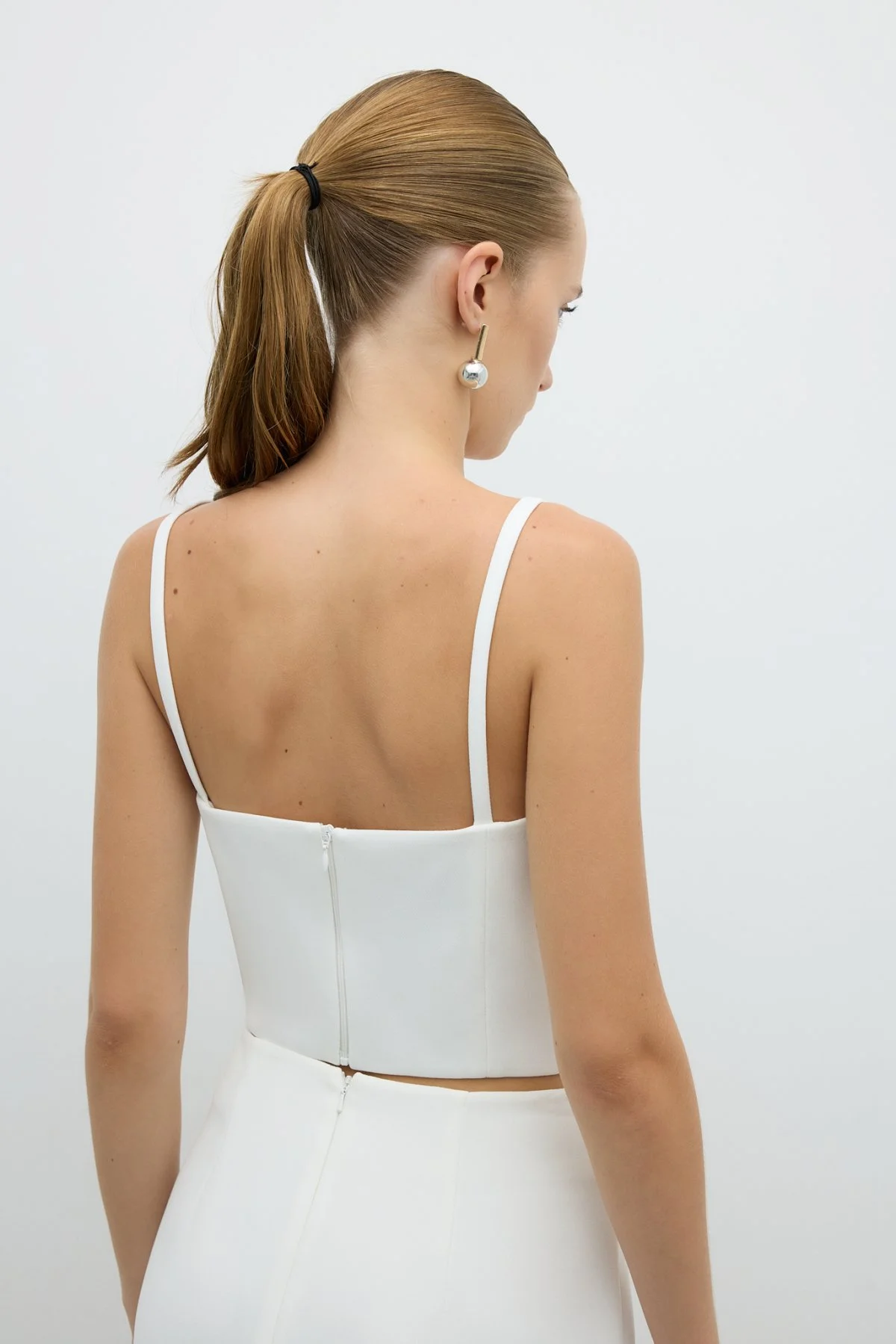 Fiyonk Detaylı İnci Askılı Büstiyer Beyaz - 2