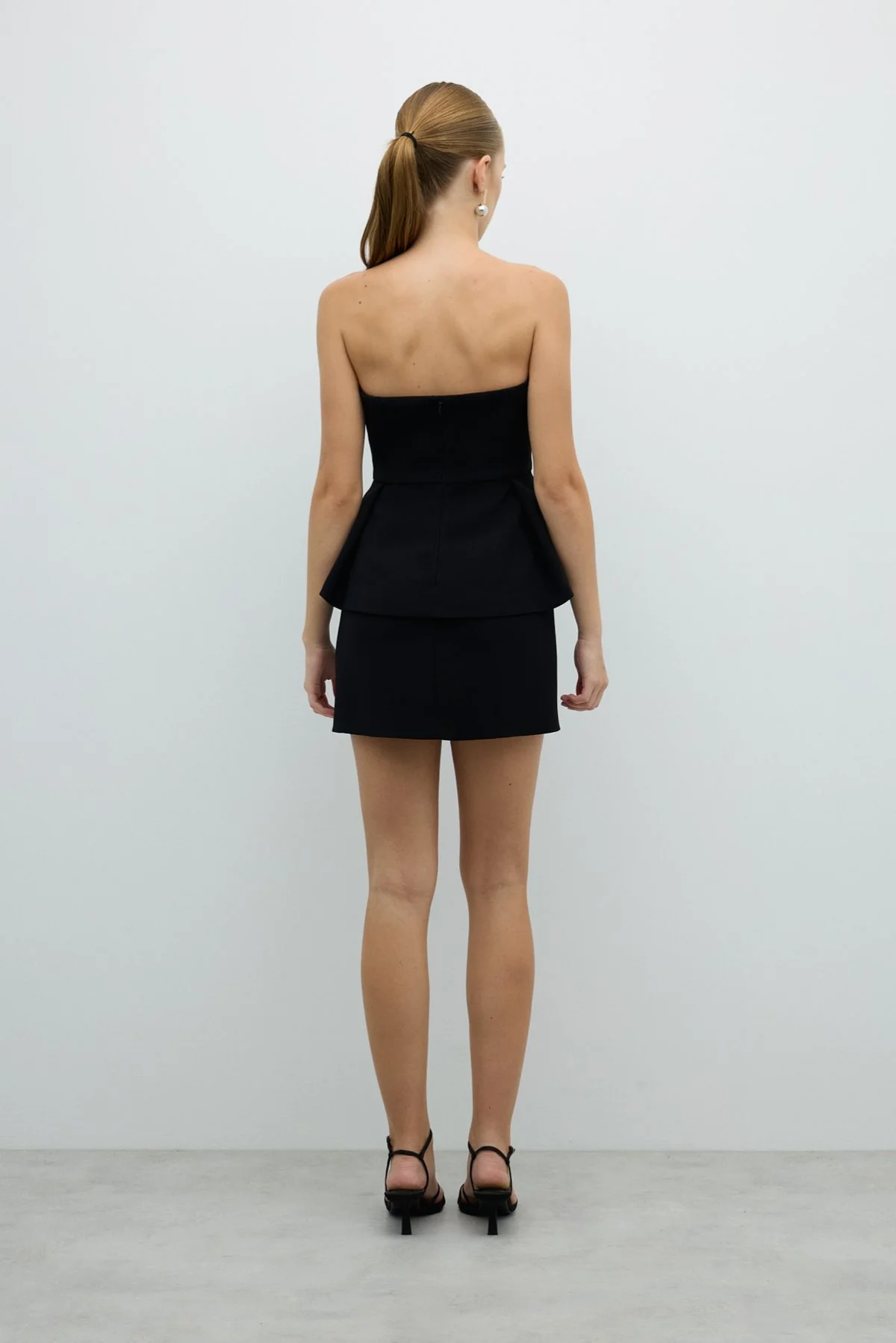 Fiyonk Detaylı Peplum Elbise Siyah - 2