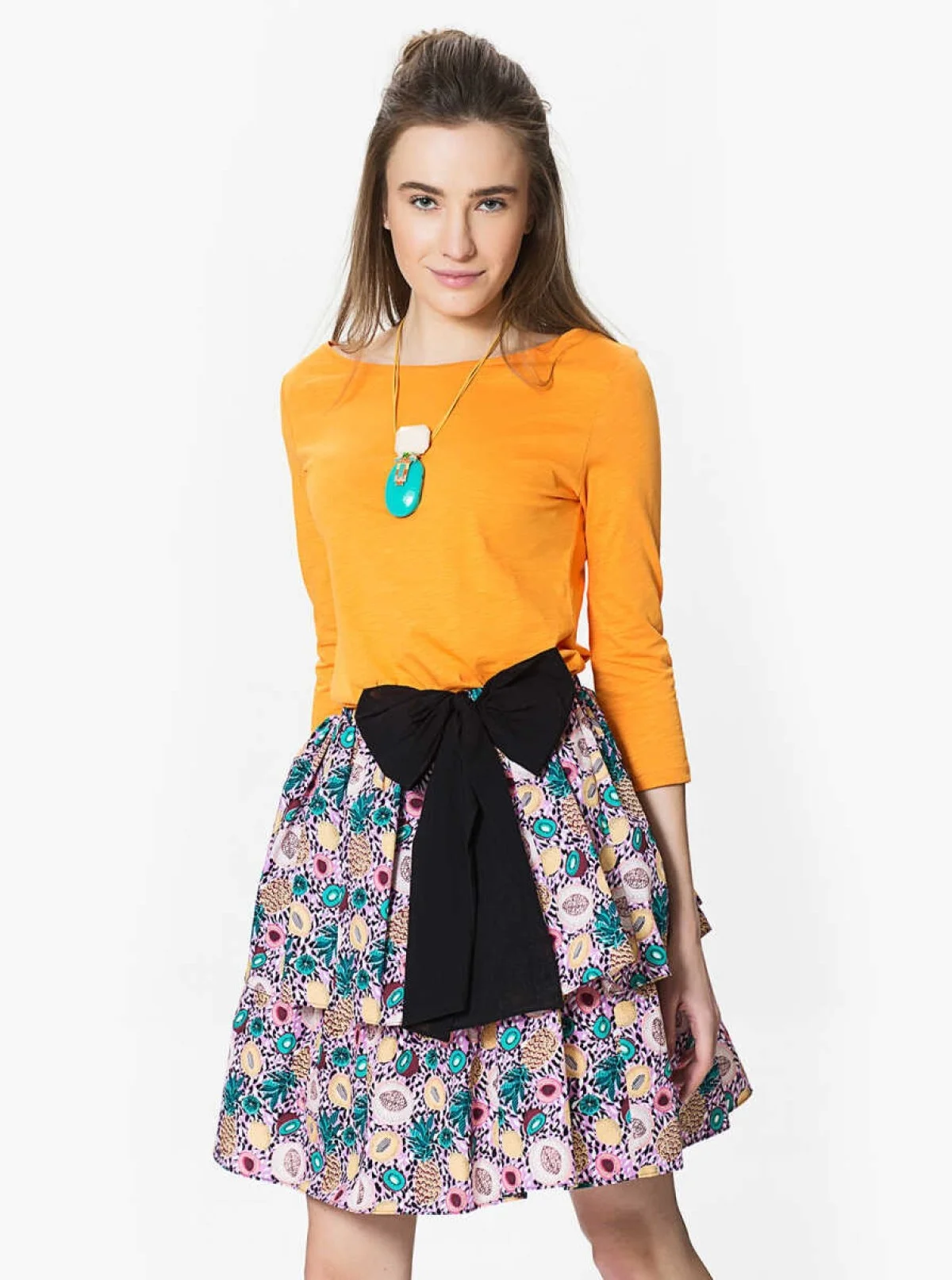 Fiyonk Detaylı Renkli Etek Orginal - 1