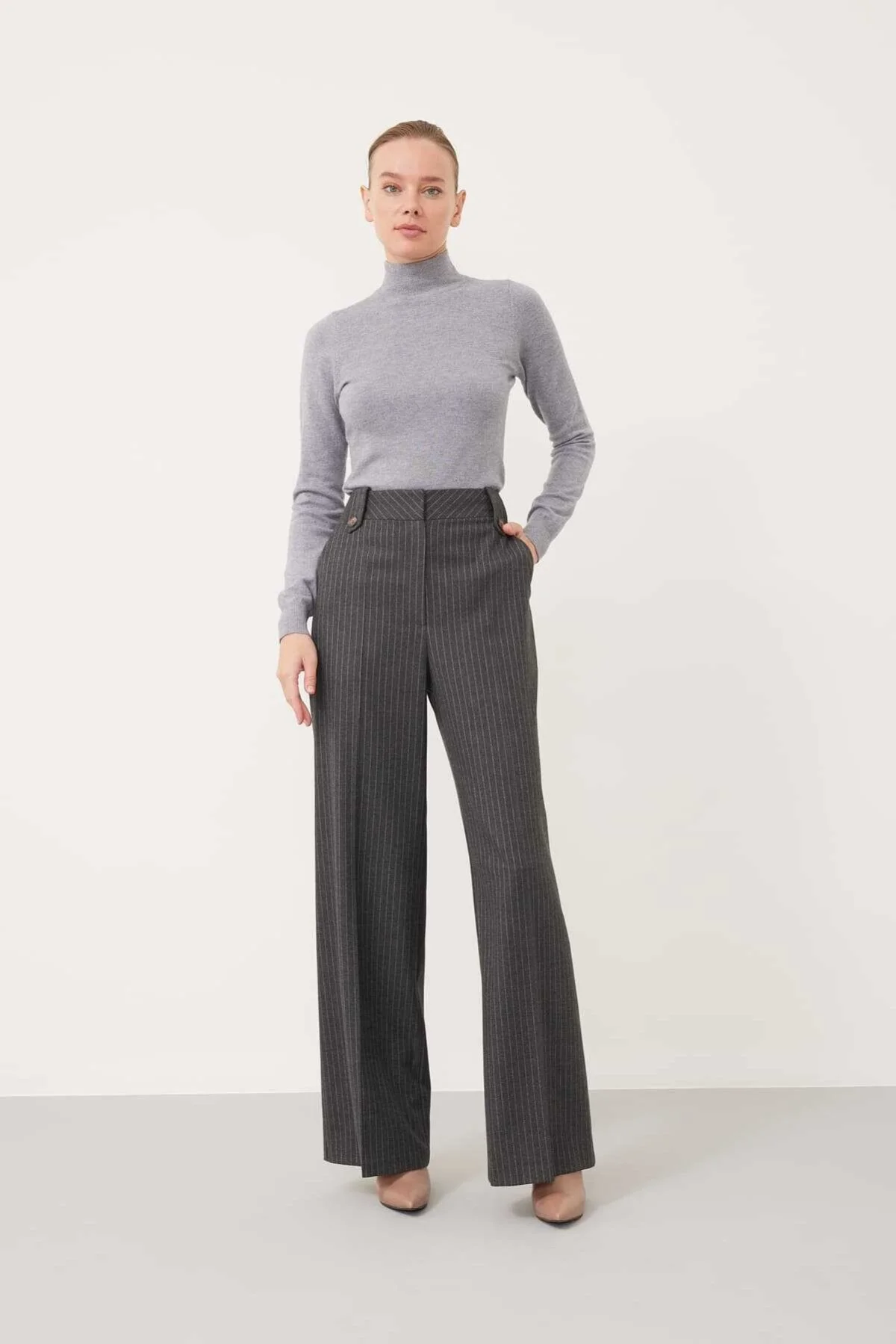 Flanel Geniş Paça Pantolon Standart Renk - 1