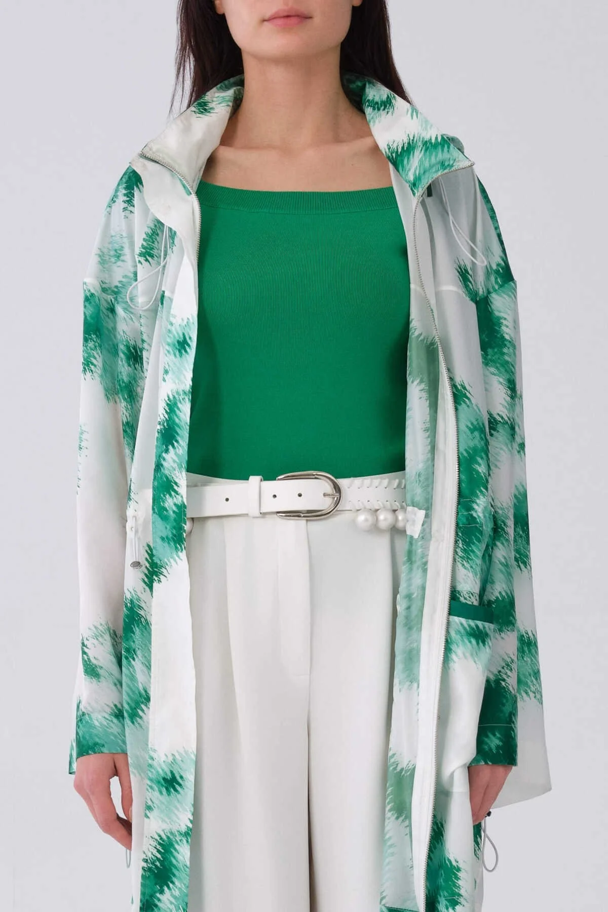 Floral Desen Kapüşonlu Kadın Yağmurluk Standart Renk - 1