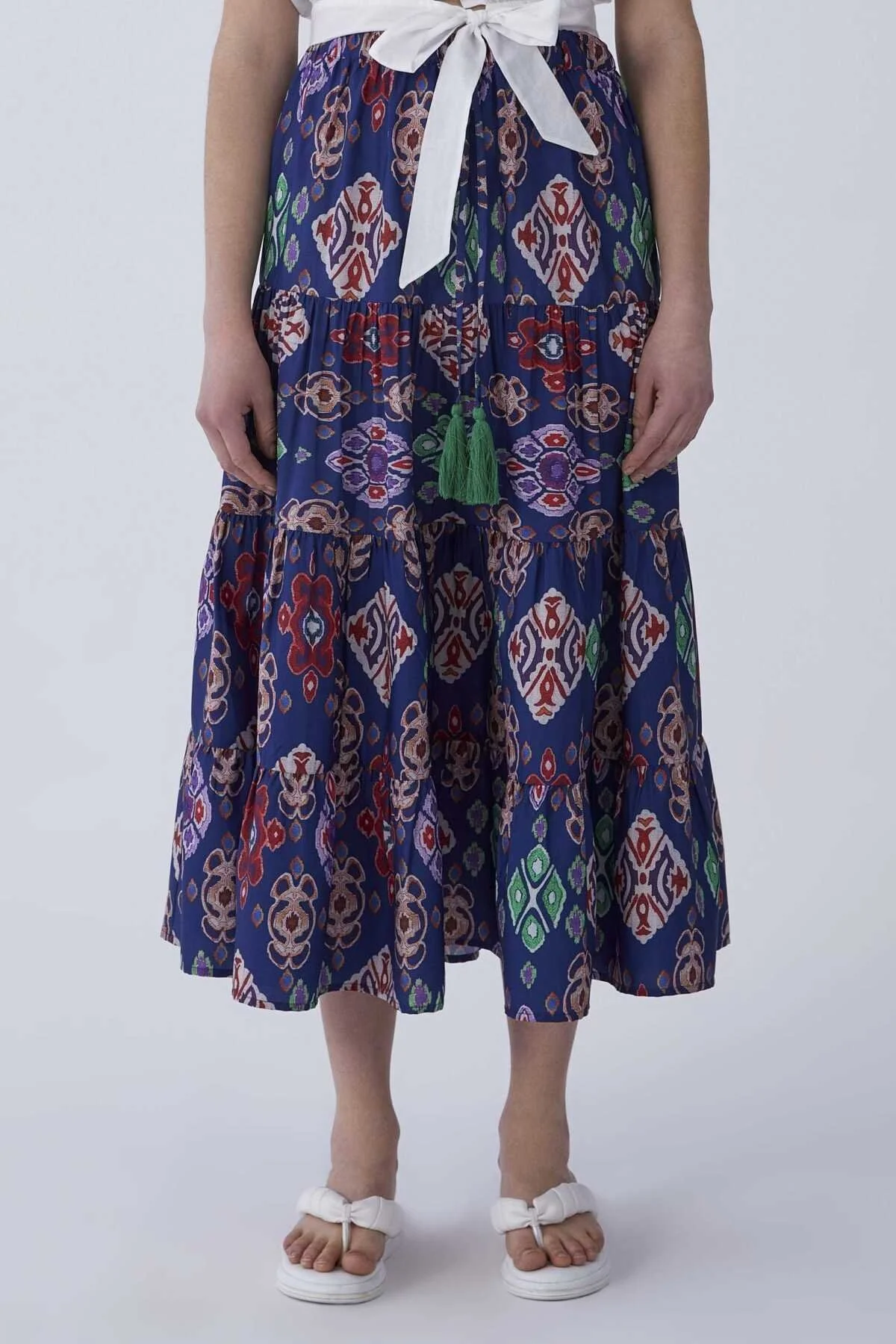 Floral Desene Uzun Etek Standart Renk - 1
