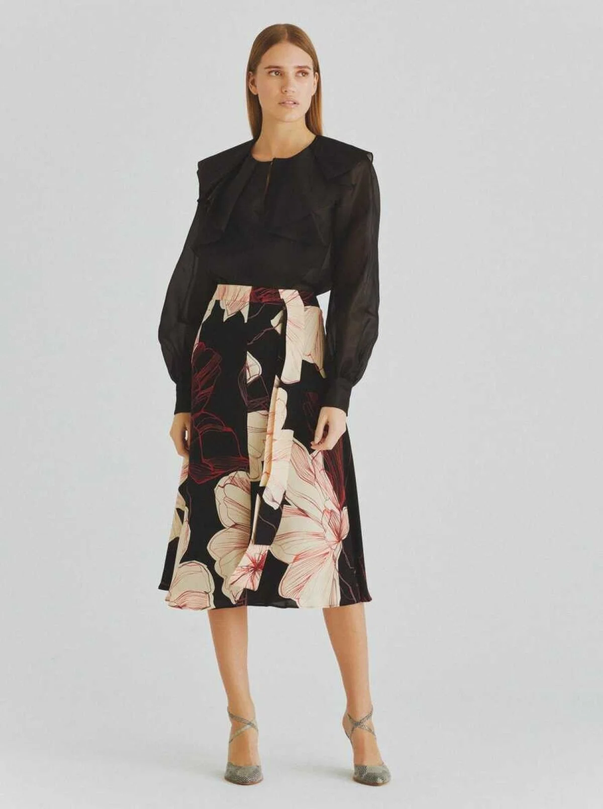  Floral Desenli Etek Standart Renk - 1