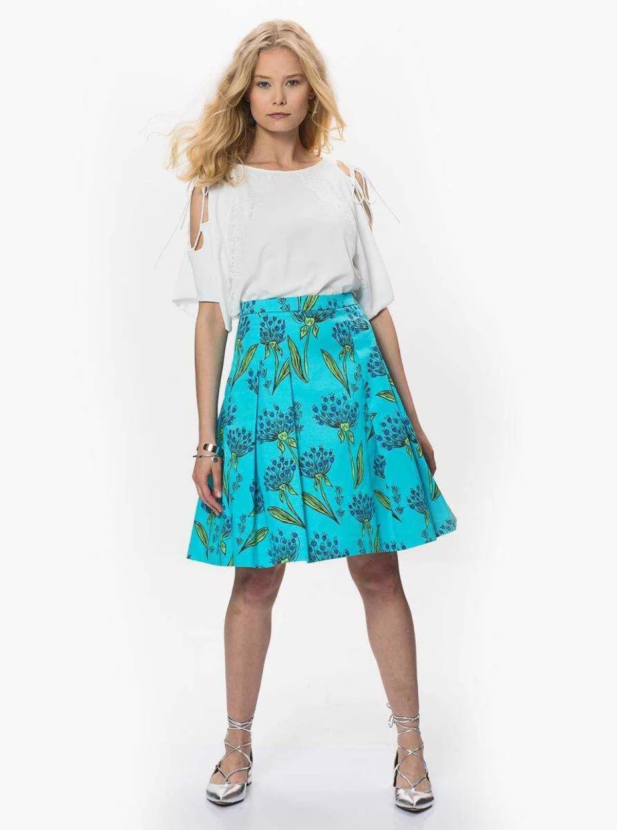 Floral Detaylı Midi Etek Standart Renk - 1