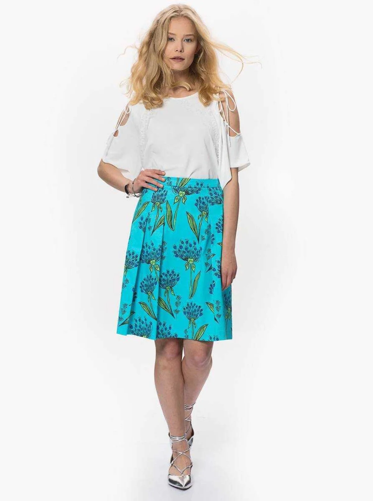 Floral Detaylı Midi Etek Standart Renk - 3