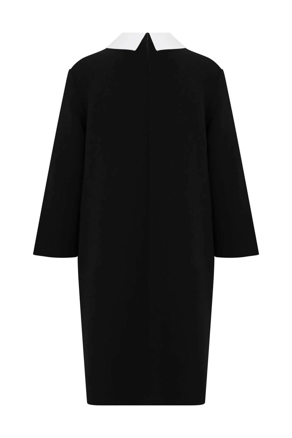  Fular Detaylı Günlük Elbise Siyah - 5