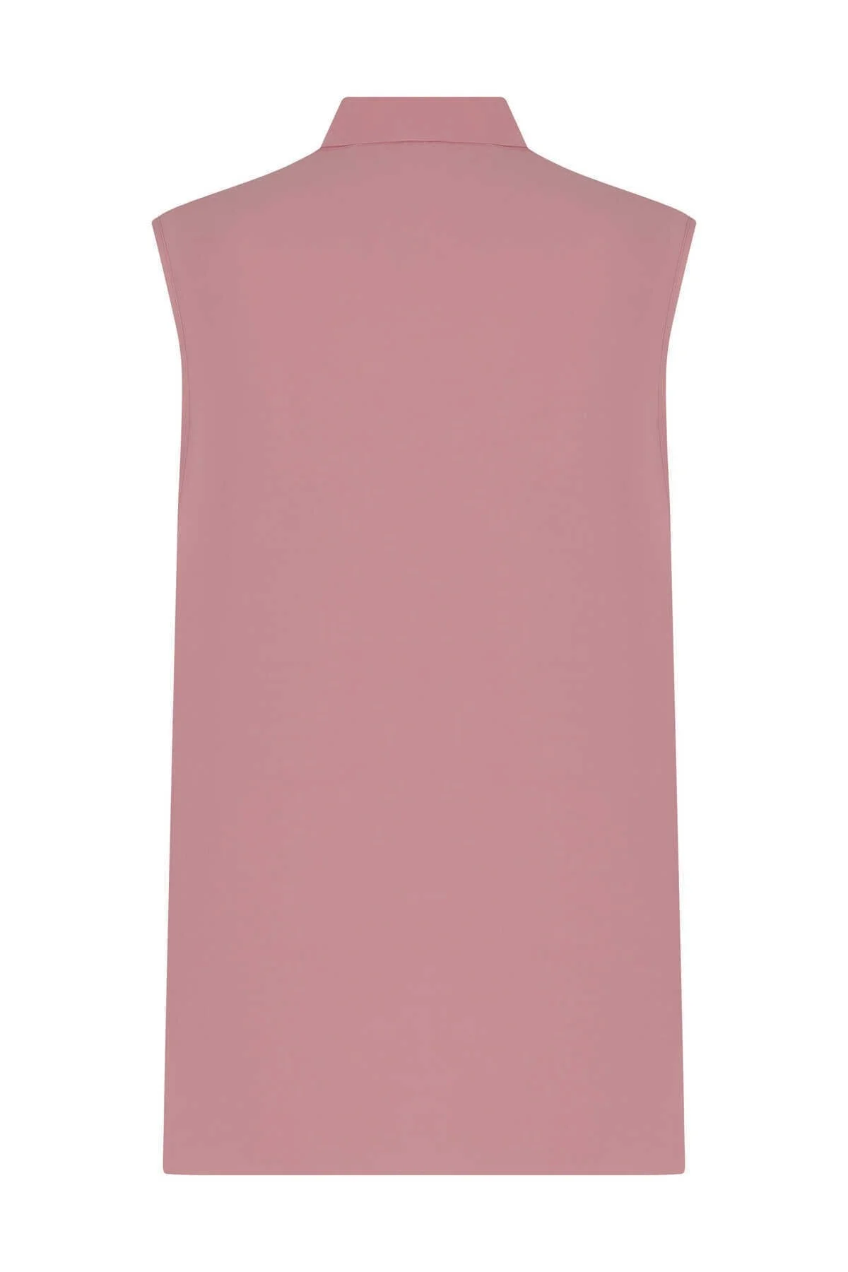 Fular Yakalı Kolsuz Kadın Gömlek Pembe - 5