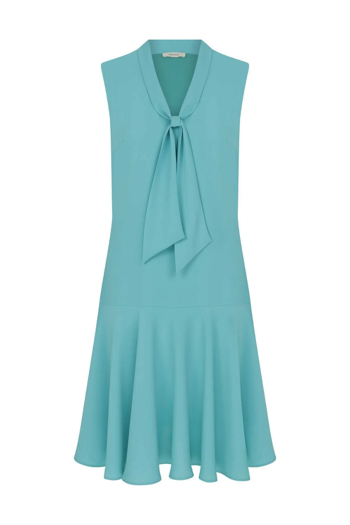 Fularlı Günlük Elbise Turkuaz - 4