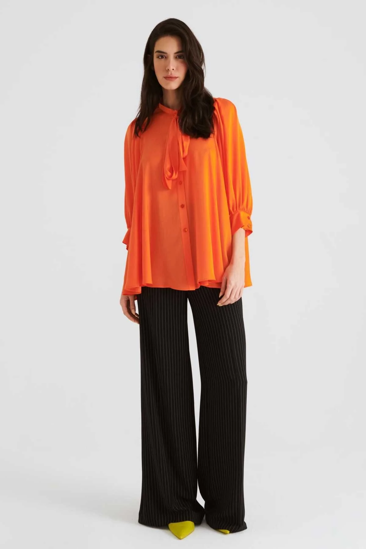 Fularlı Kadın Gömlek Oranj - 3